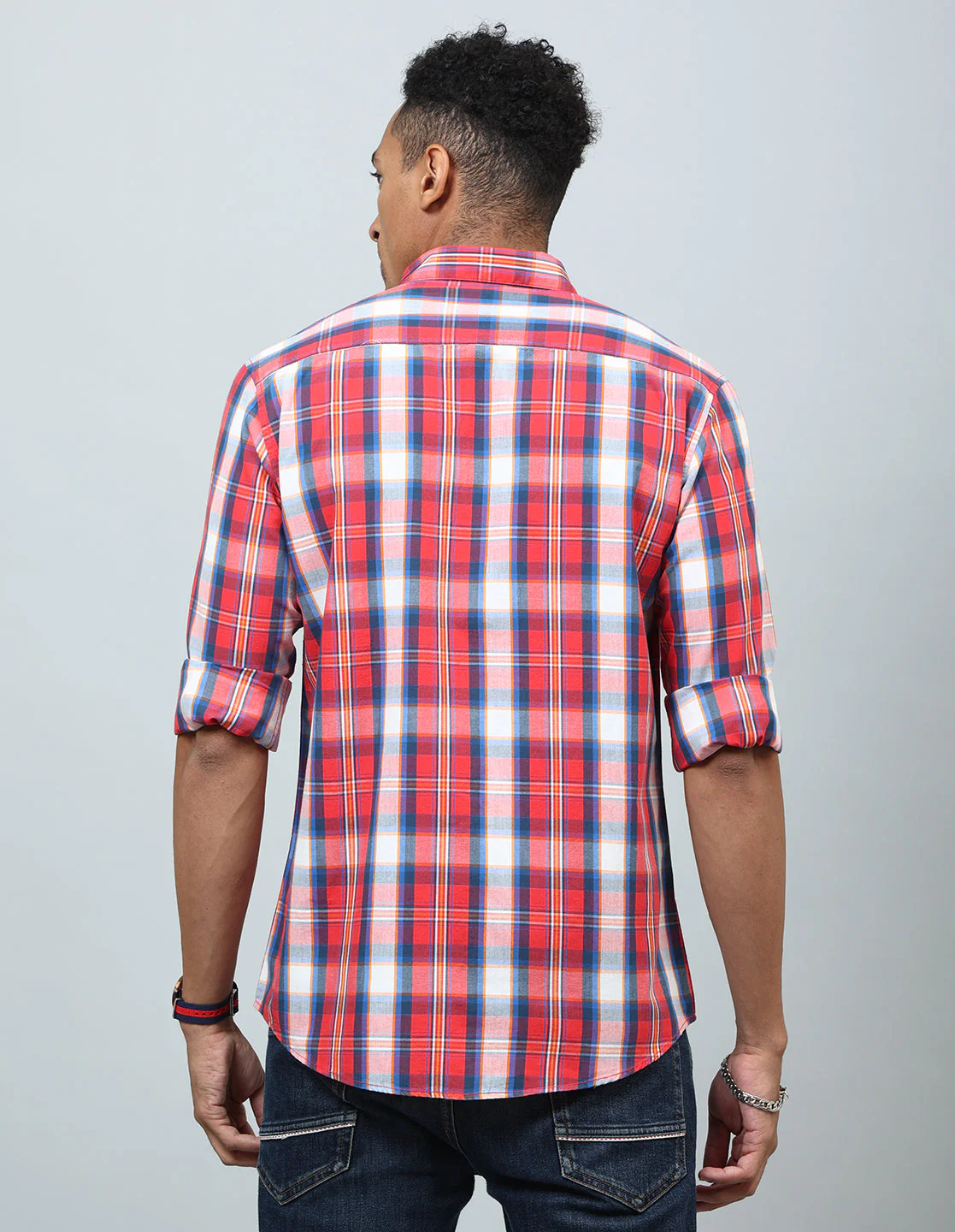 Uri Red Checked Regular Fit Casual Shirt - Image 3