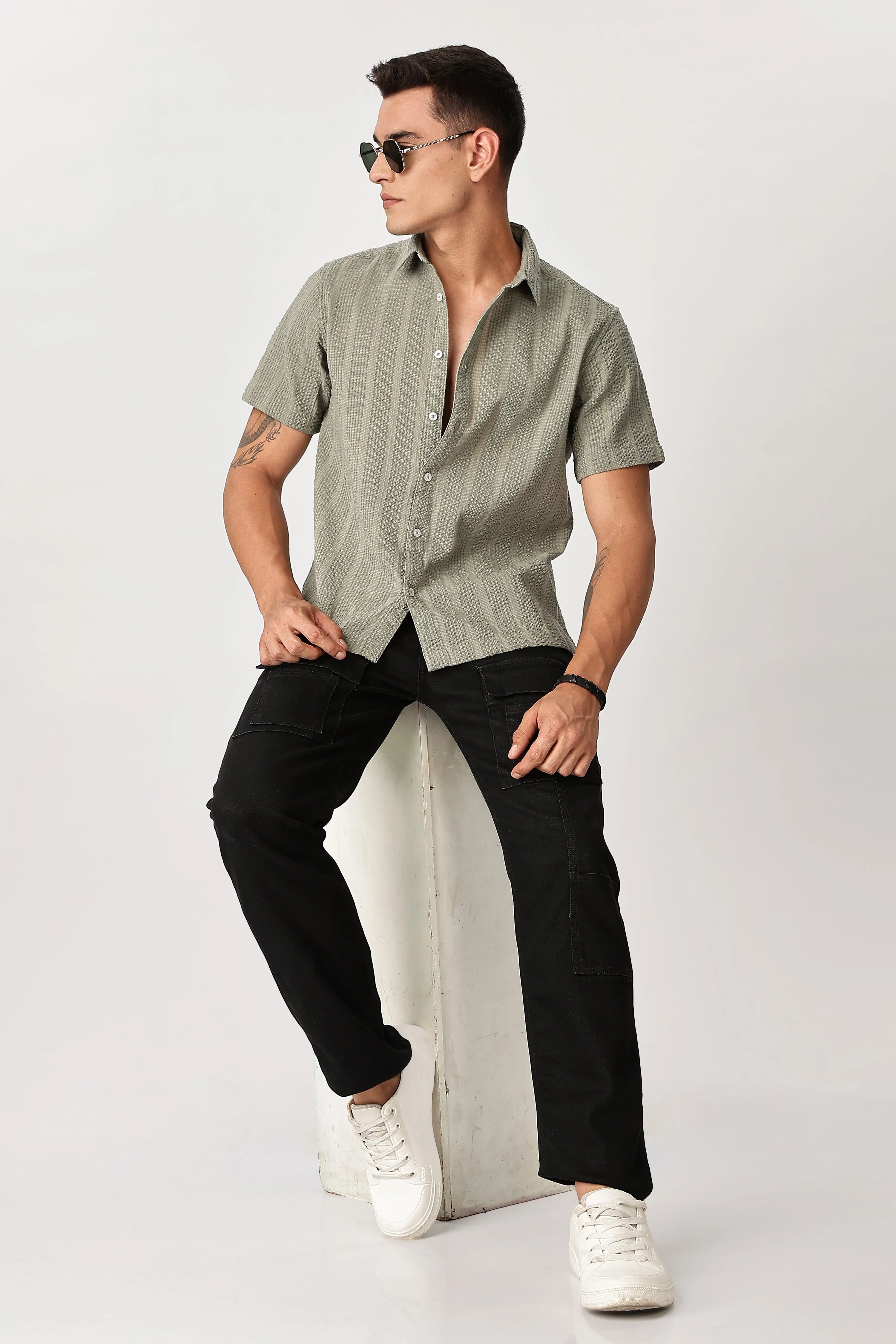 Uri Sage Green Seersucker Shirt - Image 5