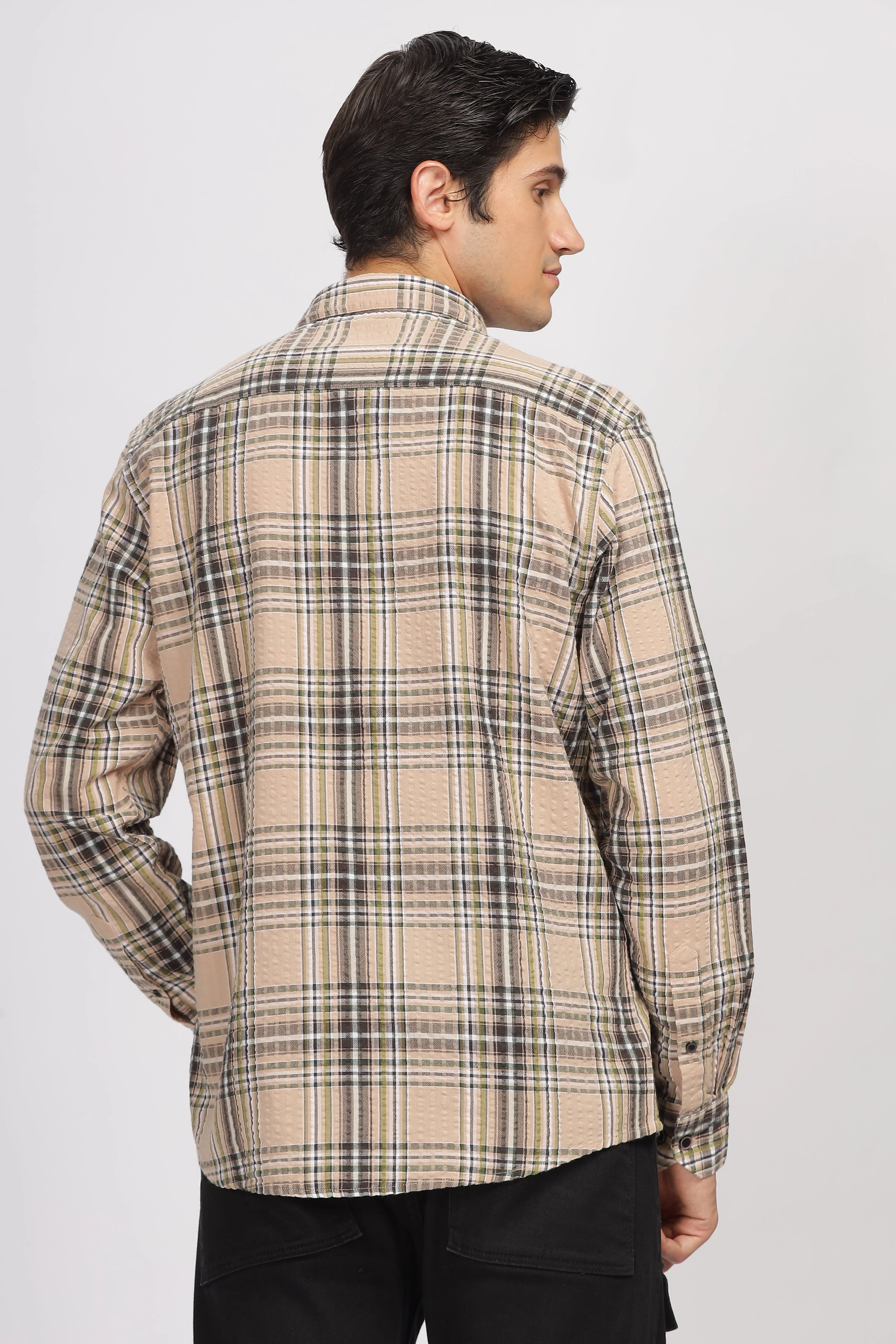 Uri Seersucker Cotton Checked Shirt - Image 3