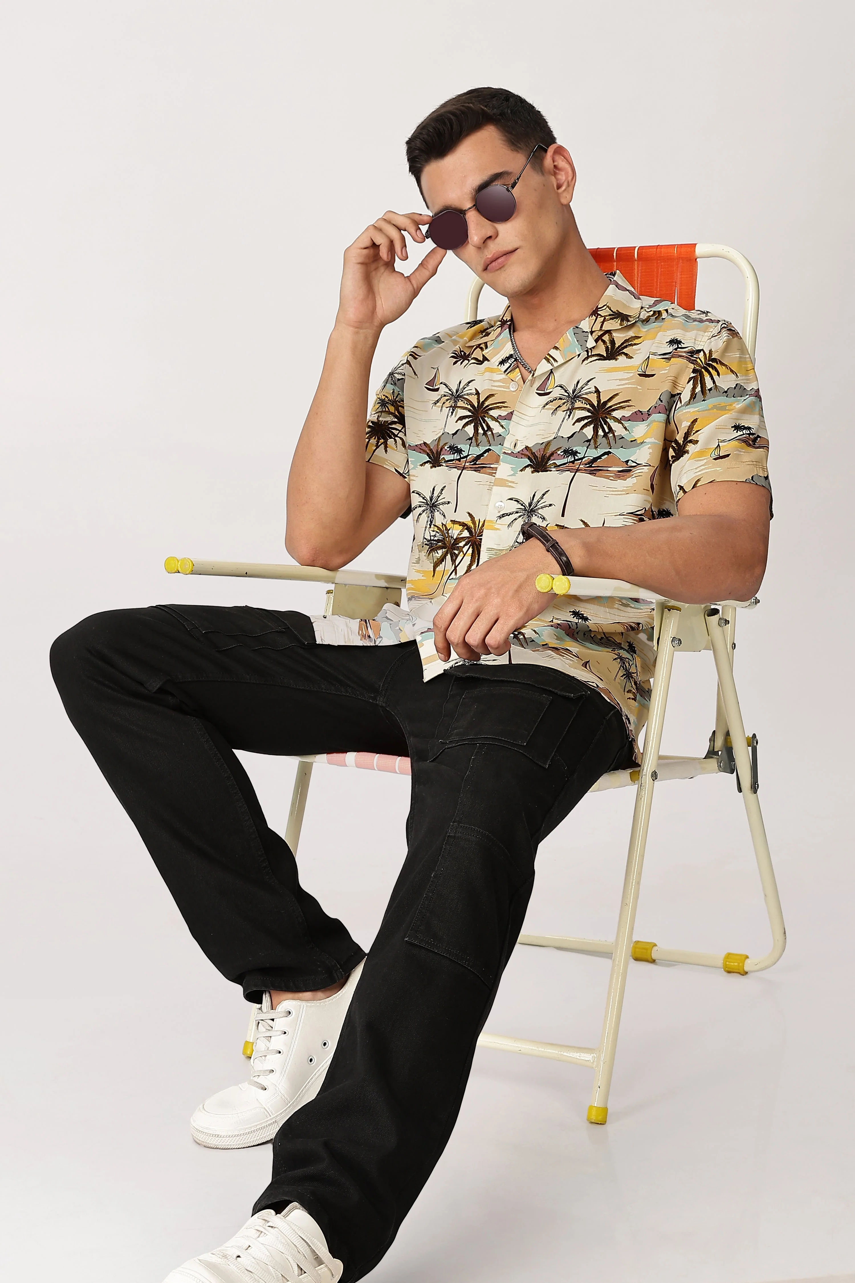 Uri Sunset Palm Print Shirt - Image 6