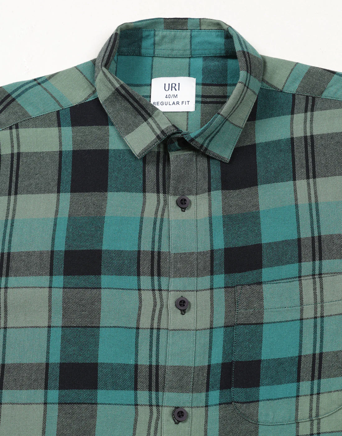 Uri Teal Checked Regular Fit Flannel Cotton Casual Shirt - Image 5