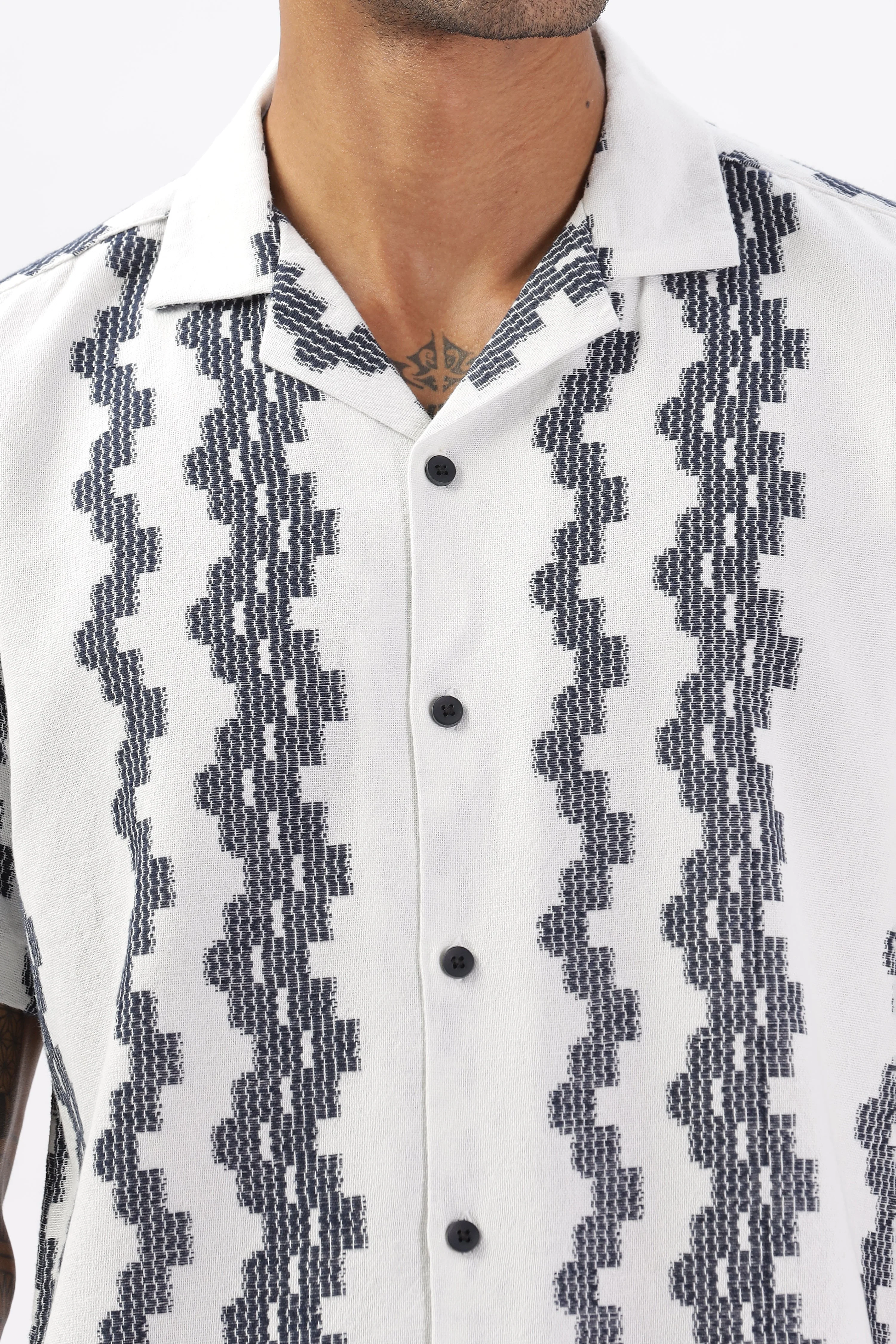 Uri White Crochet Resort Fit Cotton Shirt - Image 7