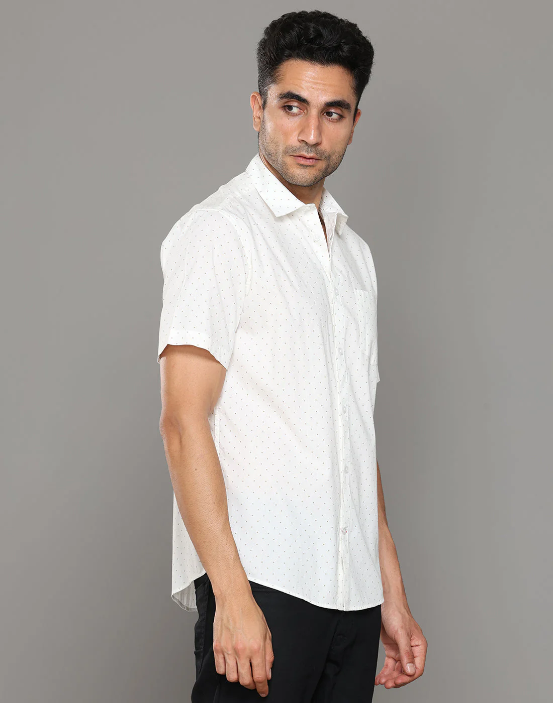 Uri White Printed Short Sleeves Shirt - Image 3
