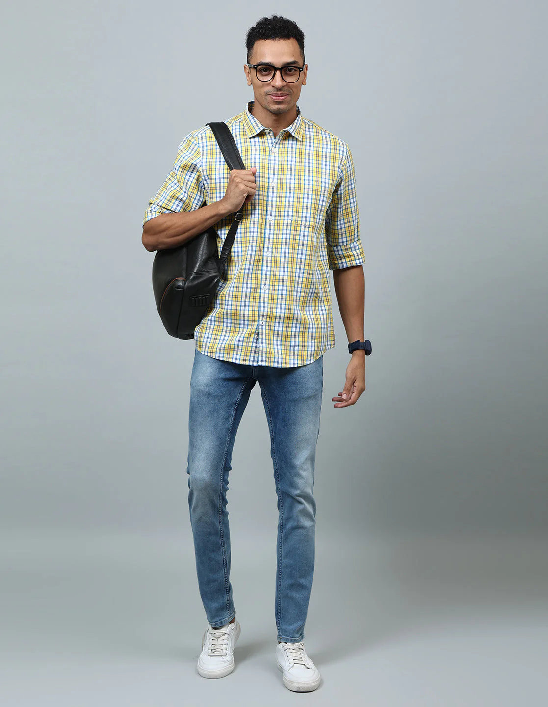 Uri Yellow Regular Fit Checked Shirt - Image 12