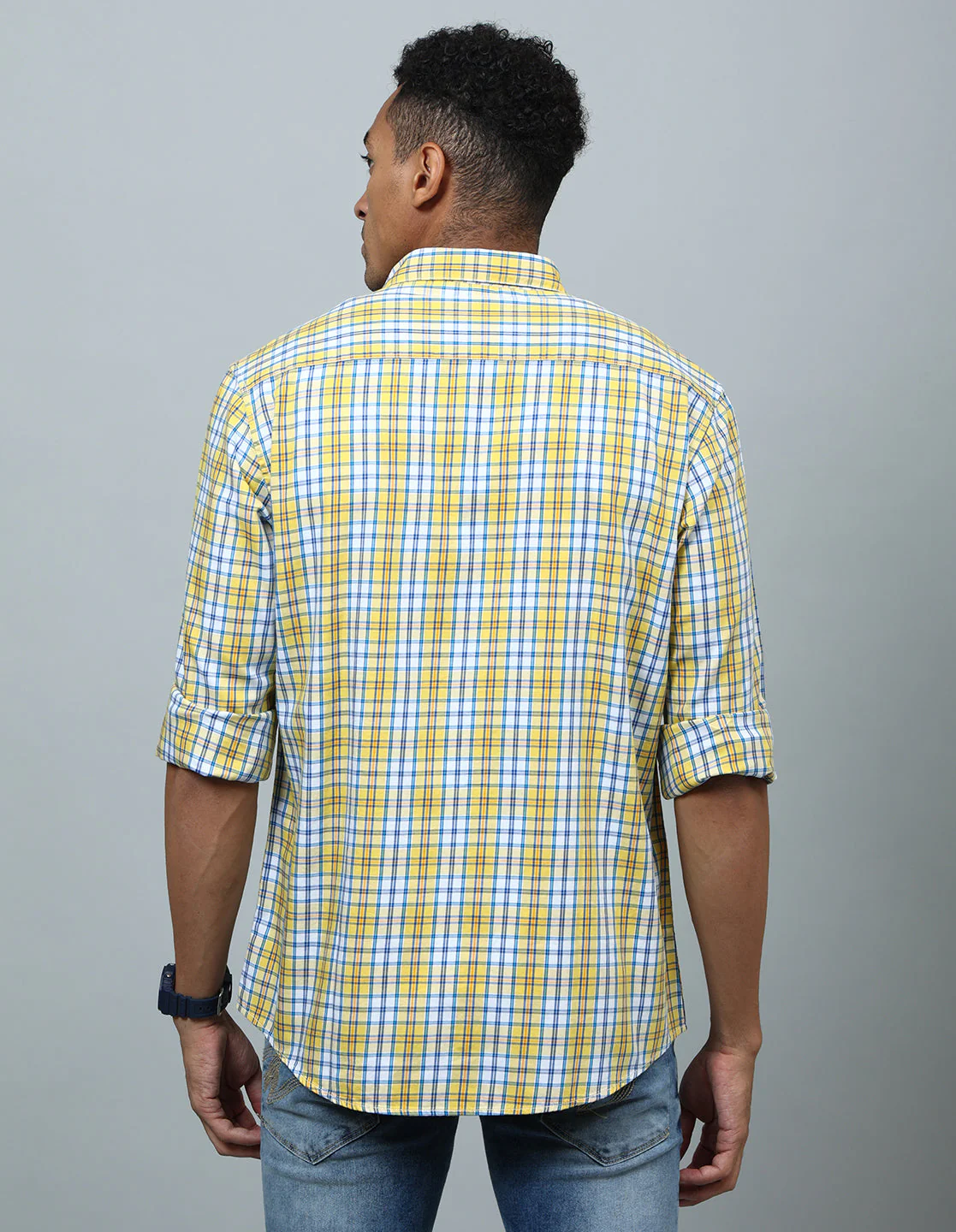 Uri Yellow Regular Fit Checked Shirt - Image 5