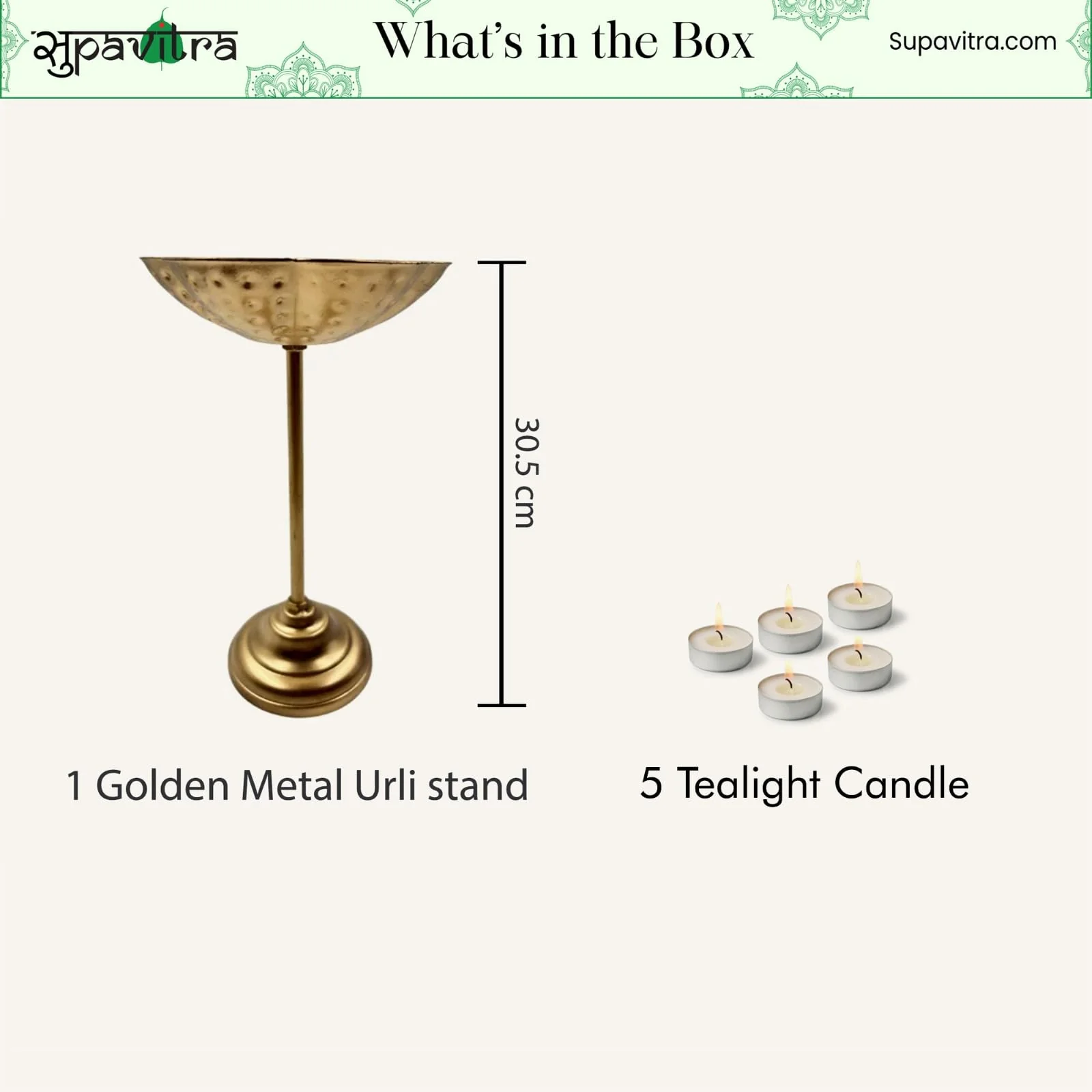 Urli Stand with Tealight Candles for Home Decor - Image 2