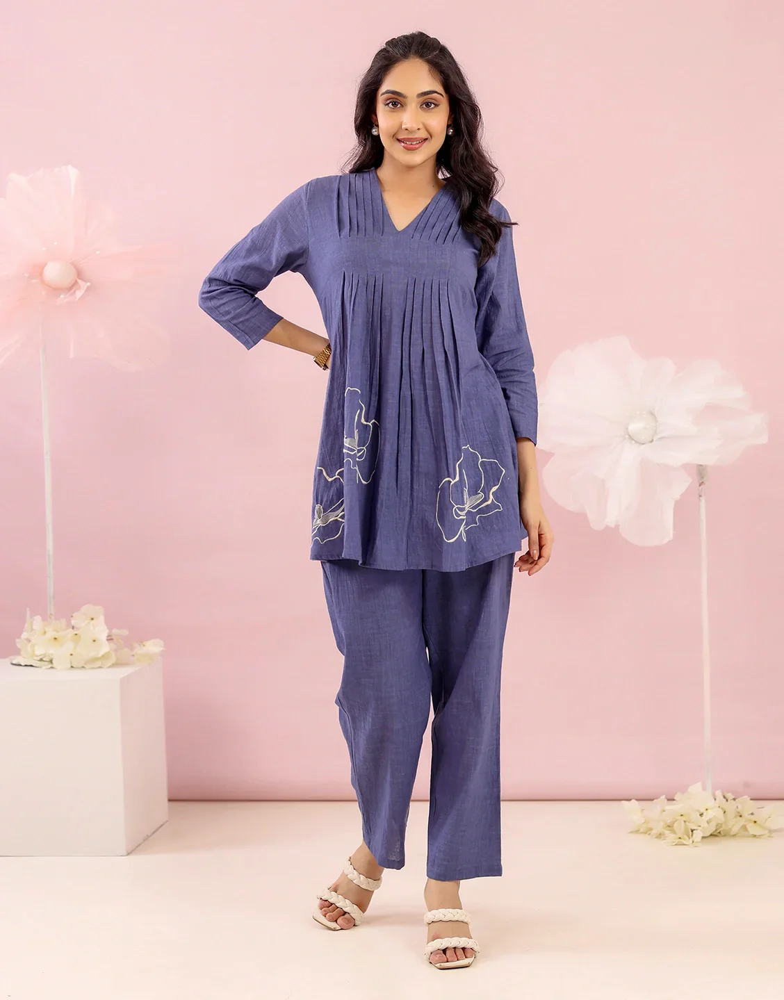 VAAYU BLUE EMBROIDERED CO-ORD SET