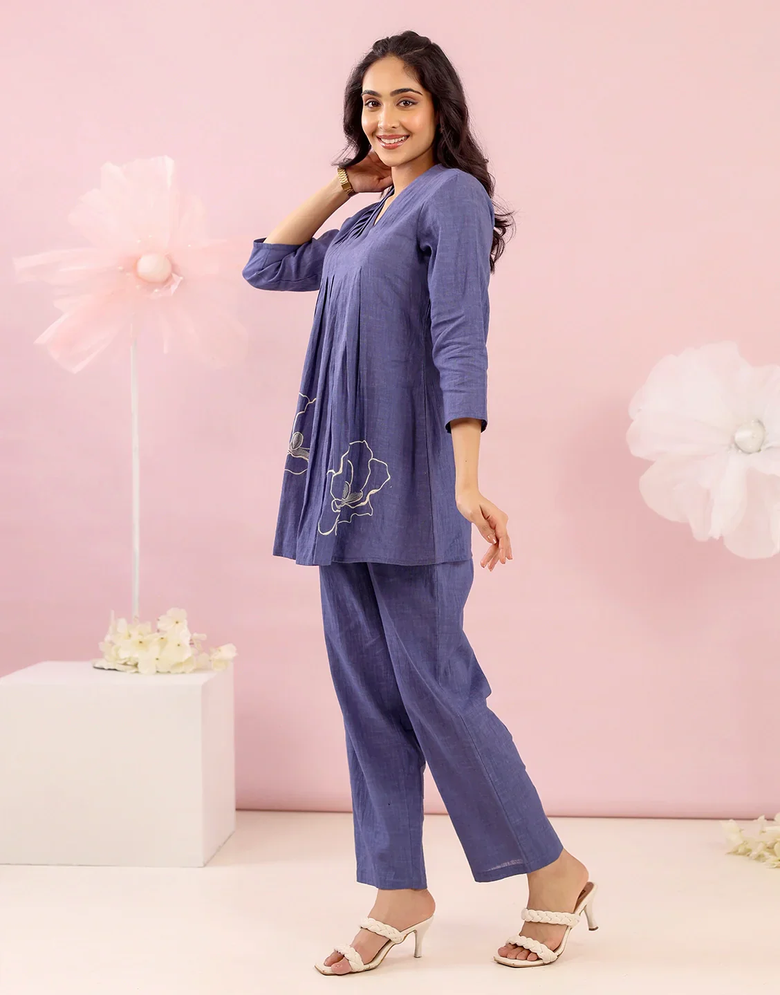 VAAYU BLUE EMBROIDERED CO-ORD SET - Image 3