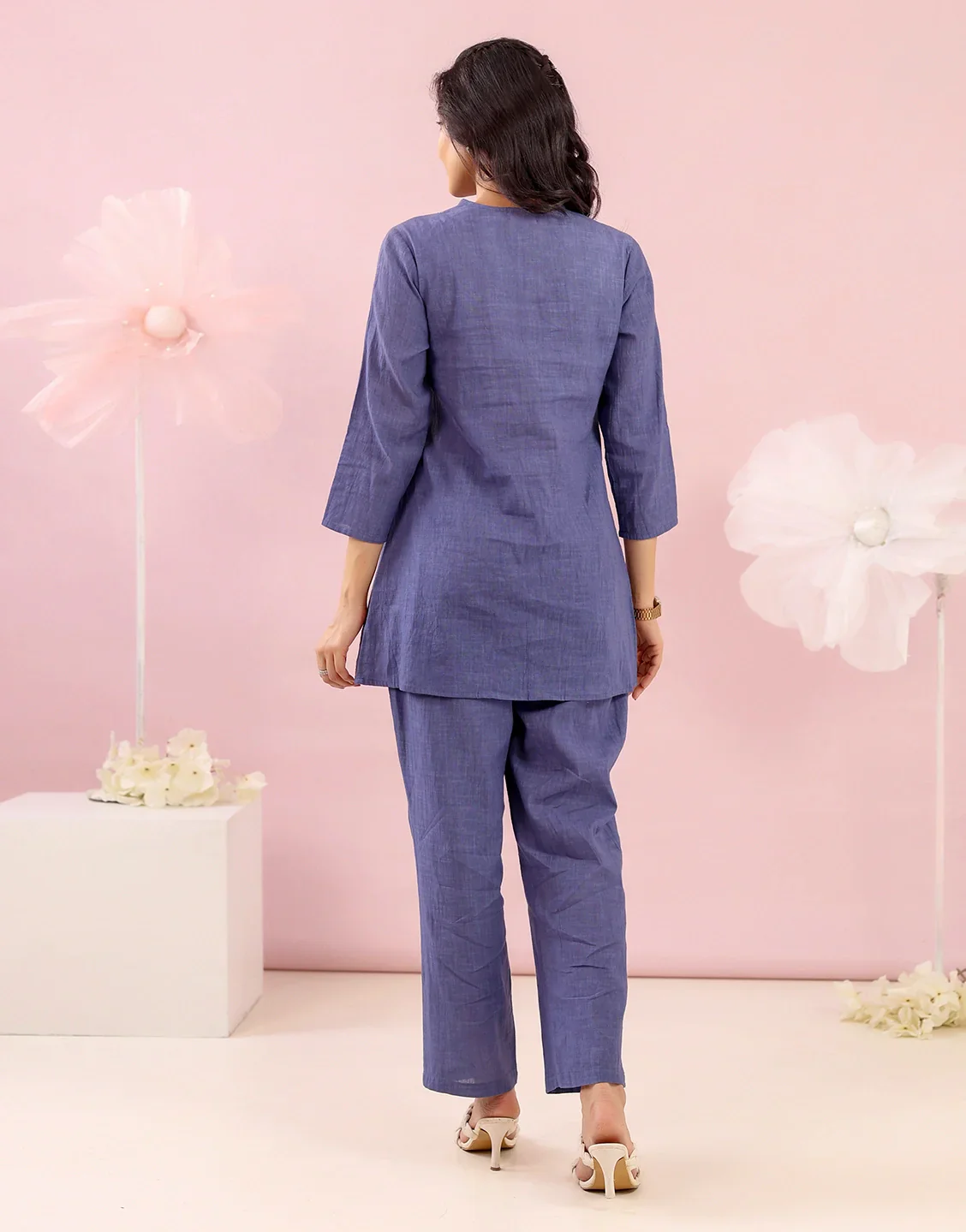 VAAYU BLUE EMBROIDERED CO-ORD SET - Image 4