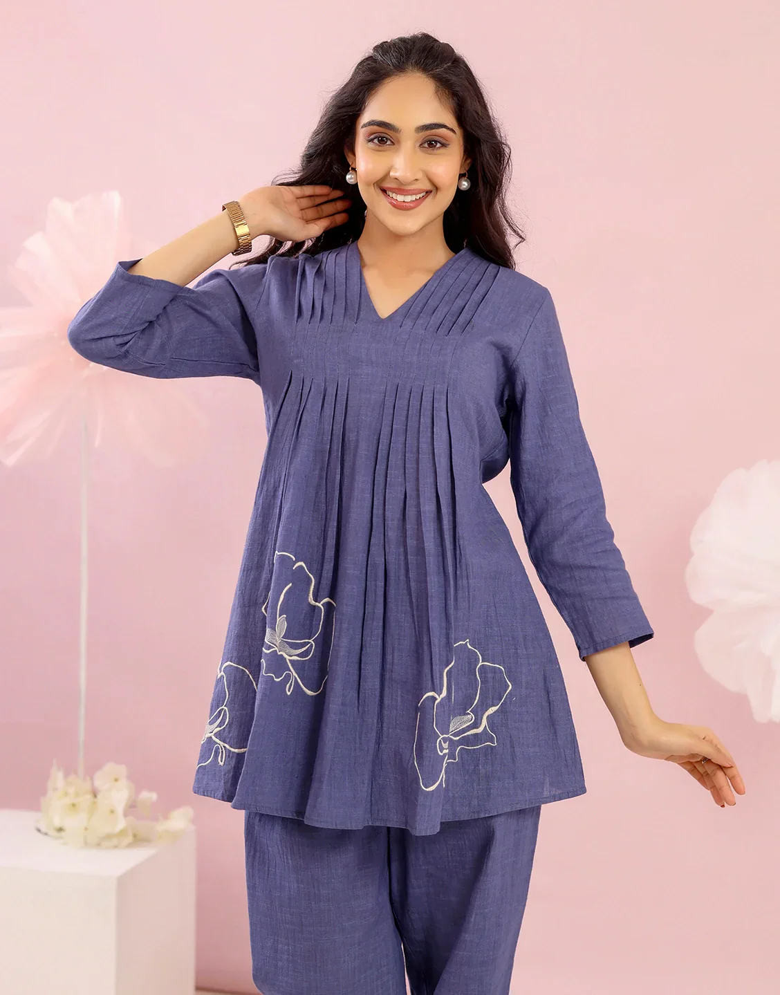 VAAYU BLUE EMBROIDERED CO-ORD SET - Image 5