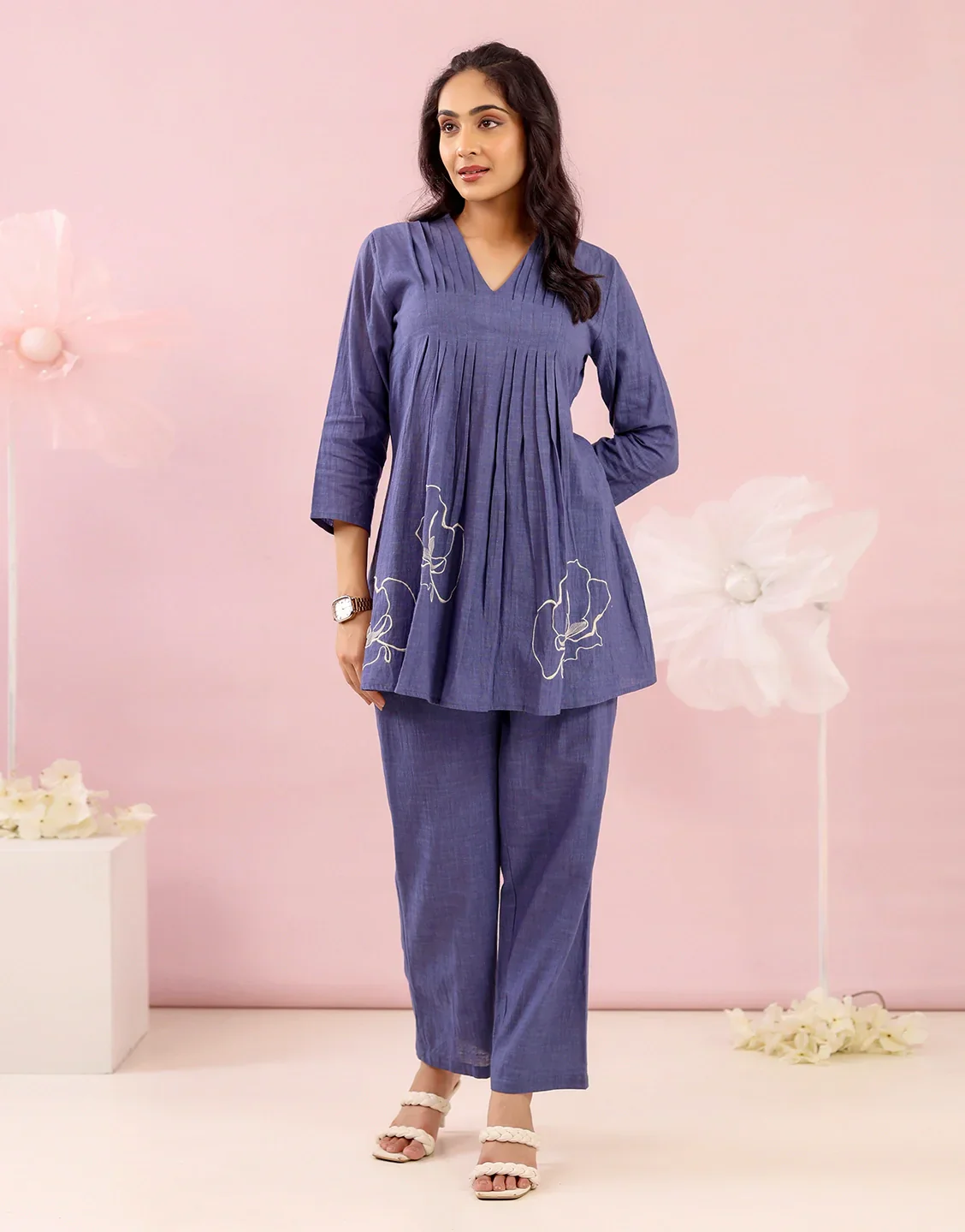 VAAYU BLUE EMBROIDERED CO-ORD SET - Image 8