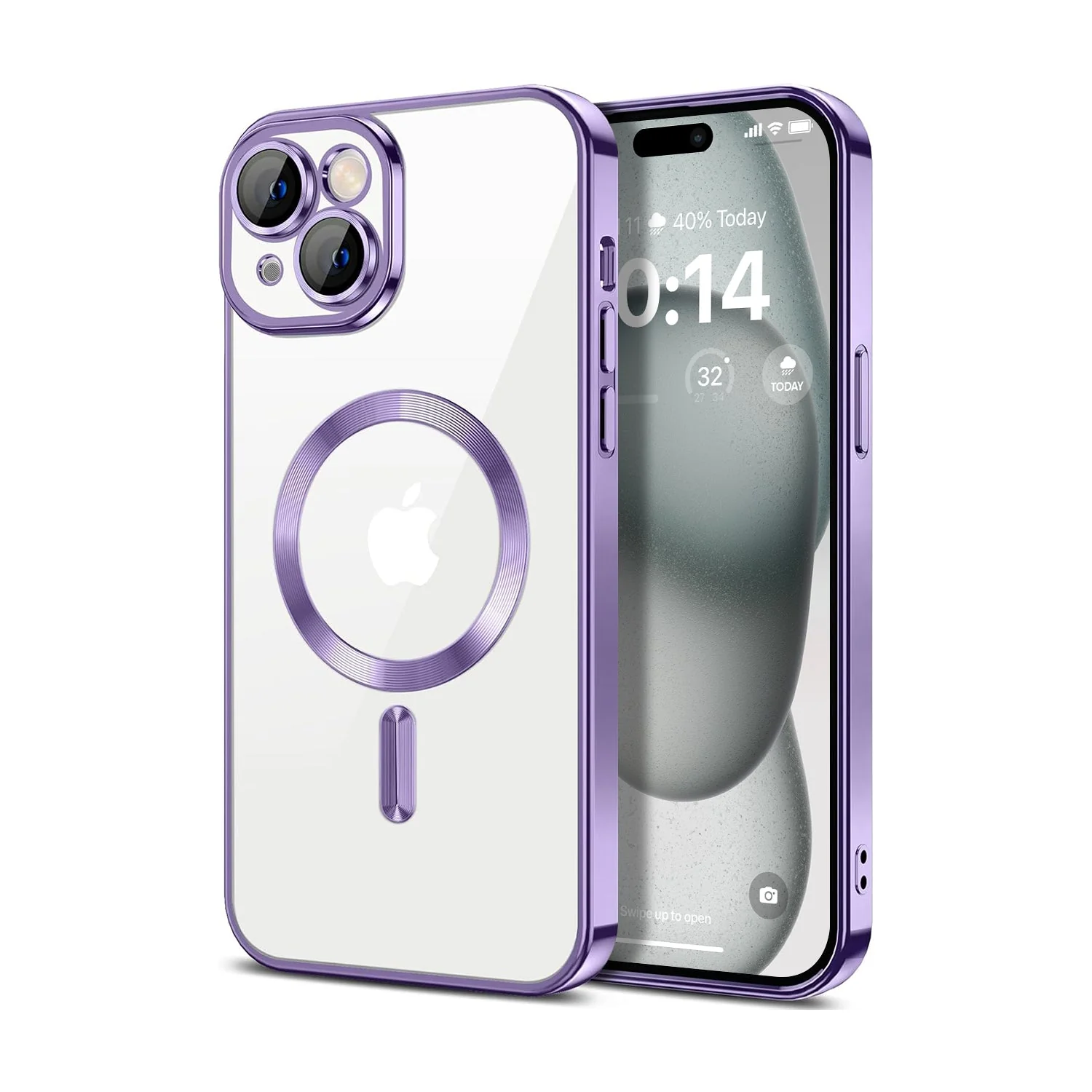 Vaku ® Apple iPhone 15 Luxury Electroplated Magnetic Magsafe Camera Protection TPU Back Cover Case - Image 2