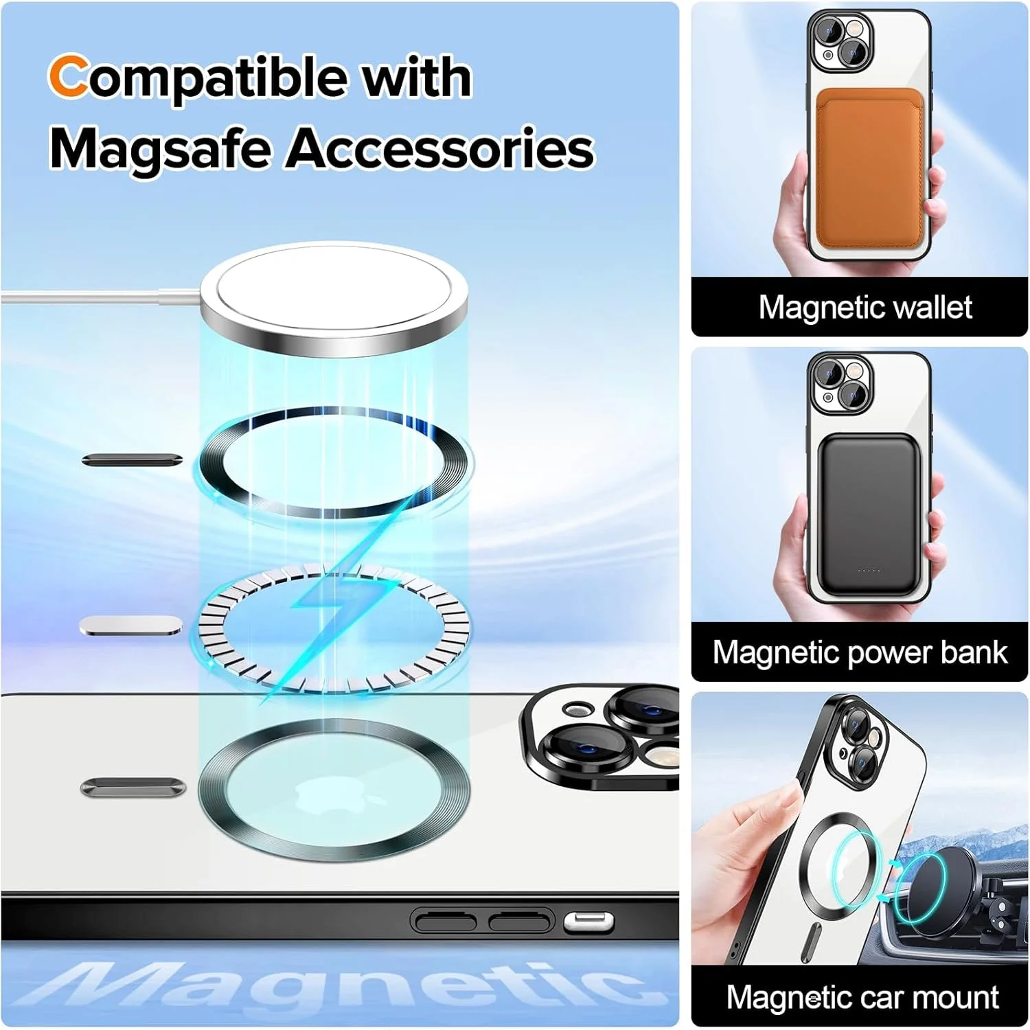 Vaku ® Apple iPhone 15 Plus Luxury Electroplated Magnetic Magsafe Camera Protection TPU Back Cover Case - Image 11