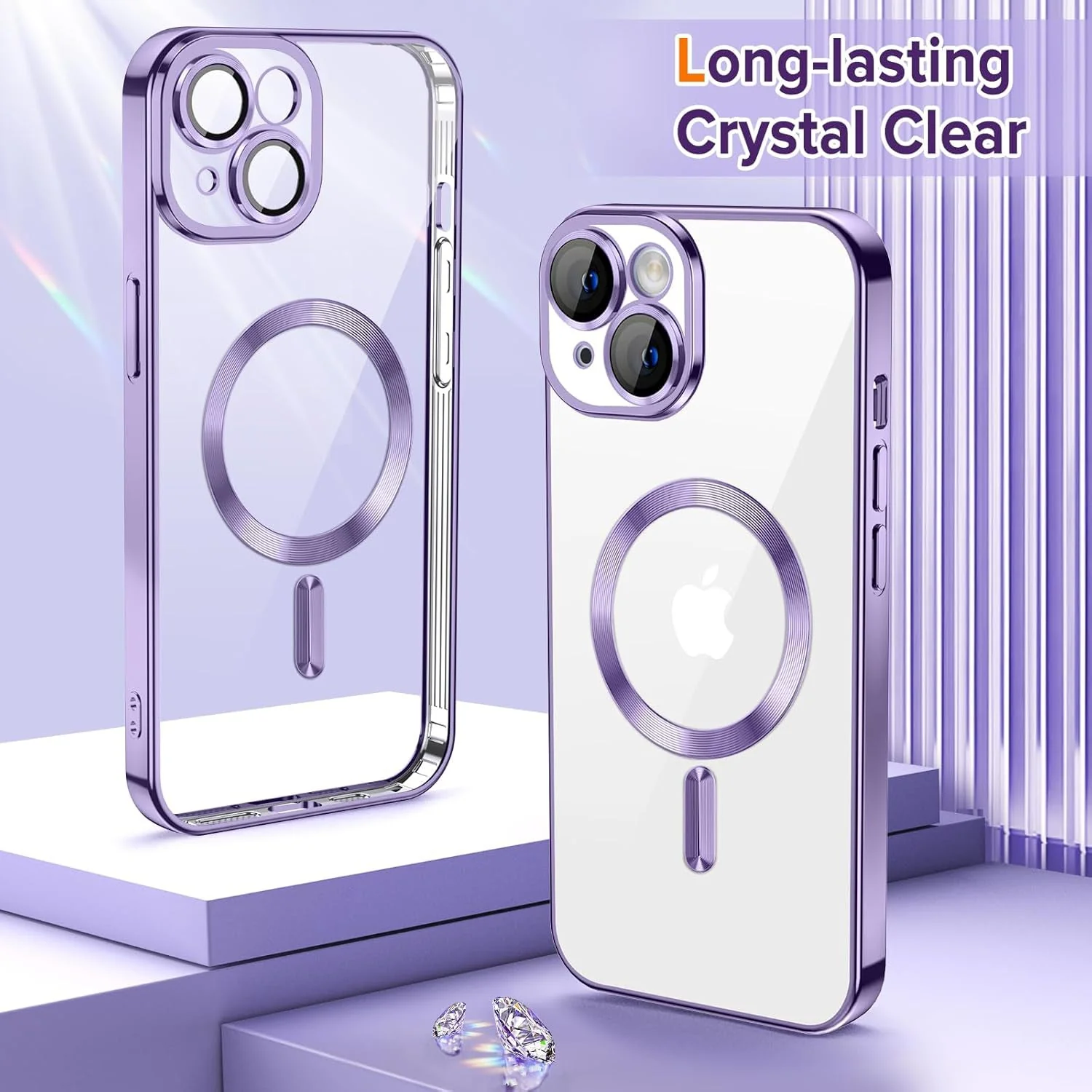 Vaku ® Apple iPhone 15 Plus Luxury Electroplated Magnetic Magsafe Camera Protection TPU Back Cover Case - Image 5