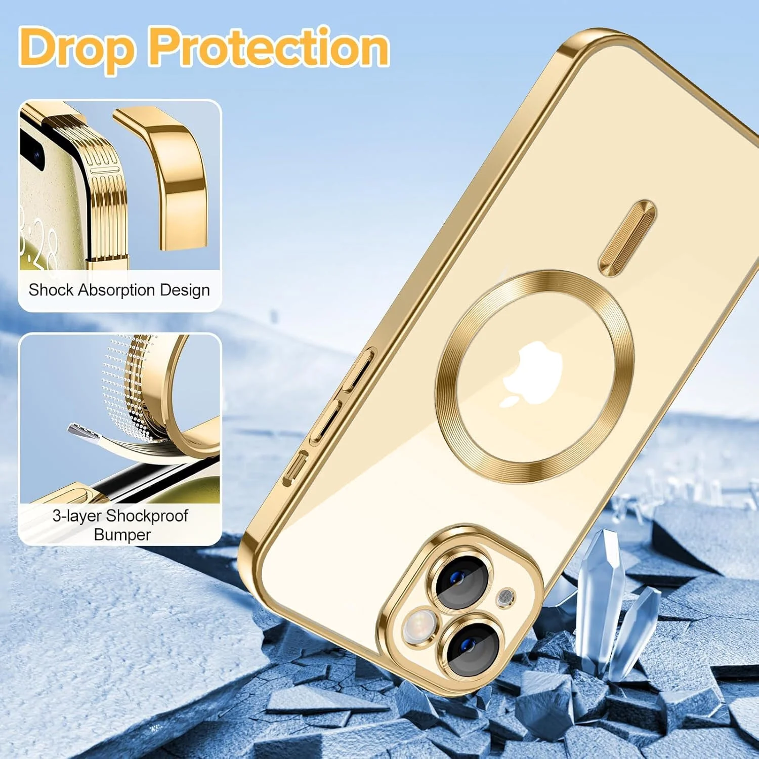 Vaku ® Apple iPhone 15 Plus Luxury Electroplated Magnetic Magsafe Camera Protection TPU Back Cover Case - Image 9