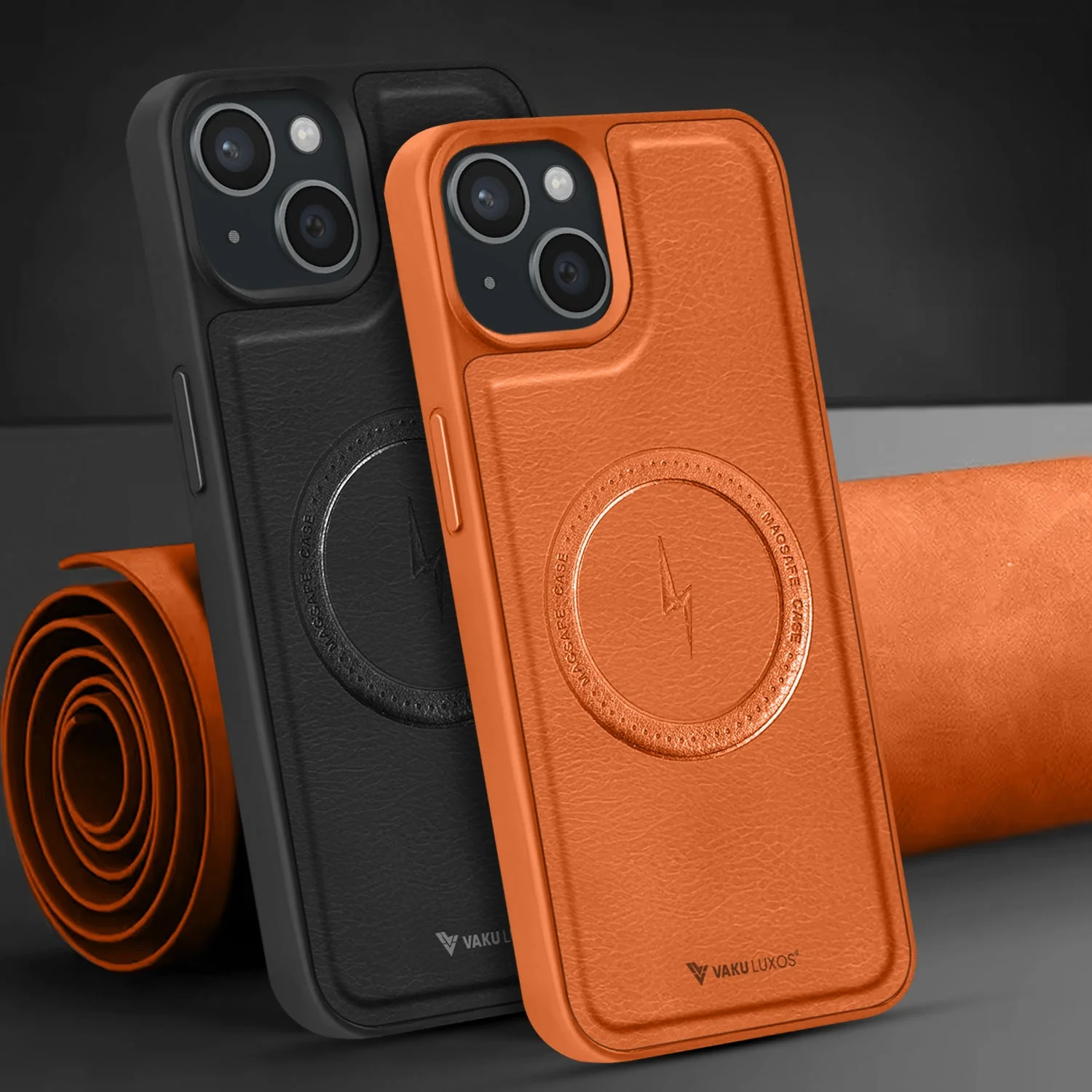 Vaku ® Apple iPhone 15 Plus Maxtron Leather Stitched Magnetic Magsafe Non-Slip Grip Shockproof Back Cover - Image 10