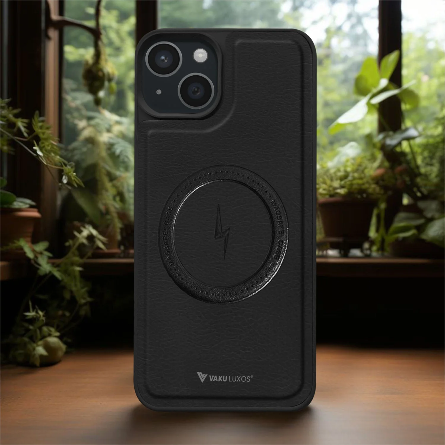 Vaku ® Apple iPhone 15 Plus Maxtron Leather Stitched Magnetic Magsafe Non-Slip Grip Shockproof Back Cover - Image 12