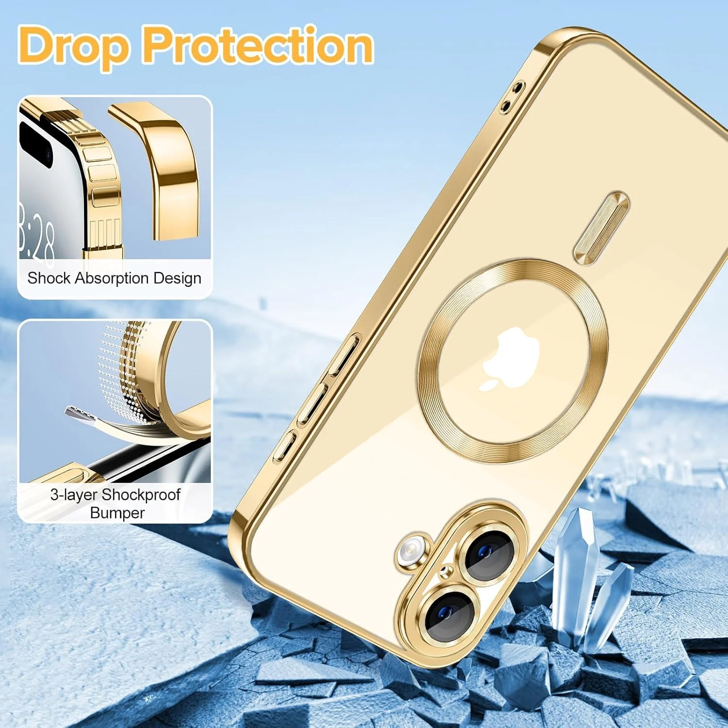 Vaku ® Apple iPhone 16 Luxury Electroplated Magnetic Magsafe Camera Protection TPU Back Cover Case - Image 8