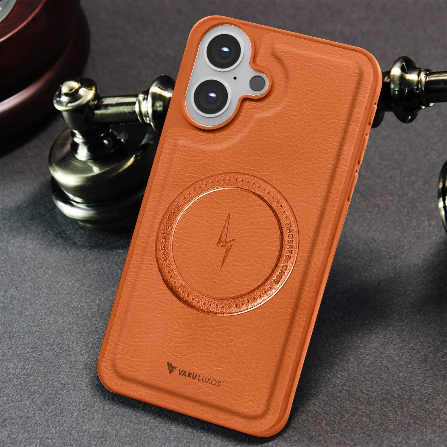 Vaku ® Apple iPhone 16 Maxtron Leather Stitched Magnetic Magsafe Non-Slip Grip Shockproof Back Cover - Image 12