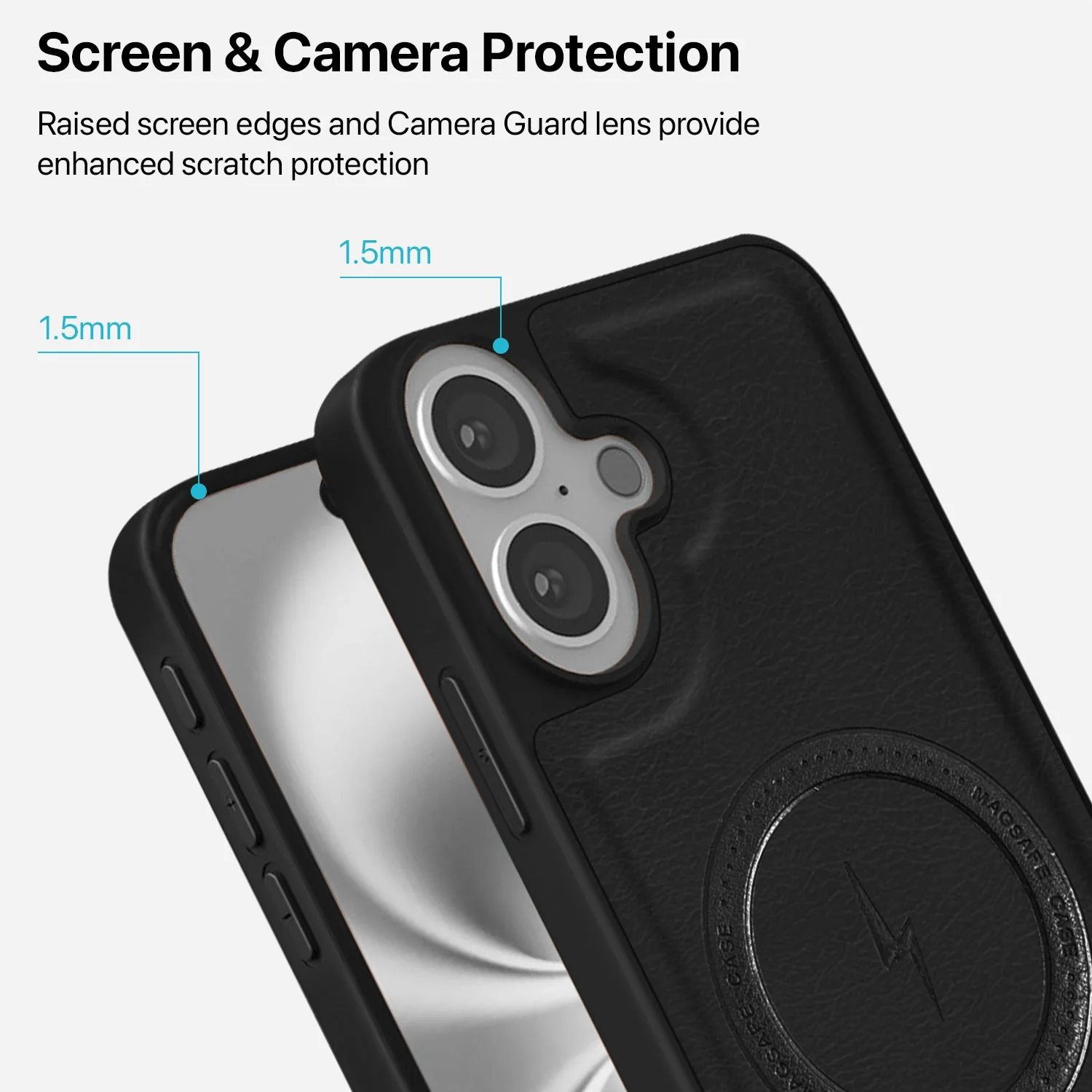 Vaku ® Apple iPhone 16 Maxtron Leather Stitched Magnetic Magsafe Non-Slip Grip Shockproof Back Cover - Image 4