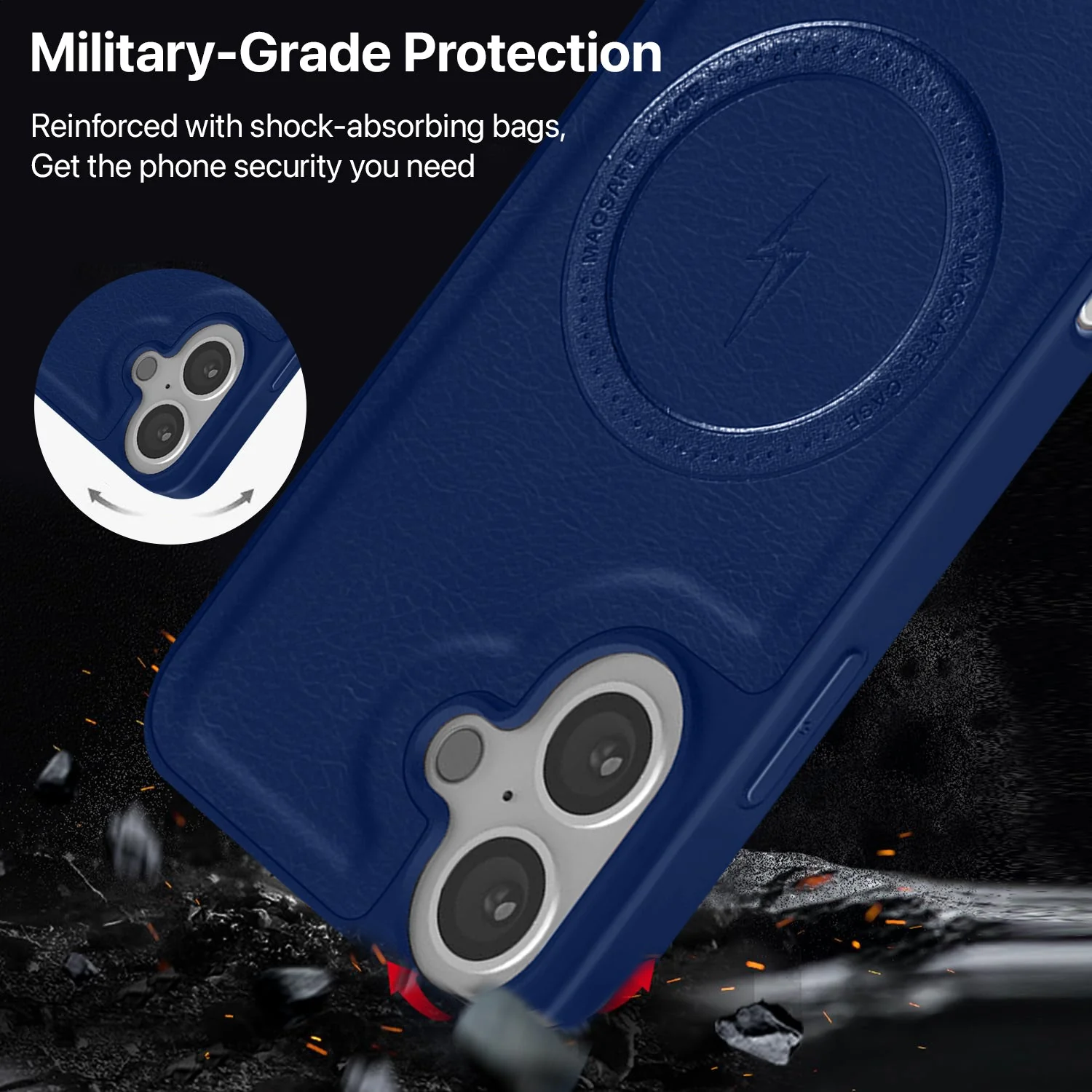 Vaku ® Apple iPhone 16 Maxtron Leather Stitched Magnetic Magsafe Non-Slip Grip Shockproof Back Cover - Image 5
