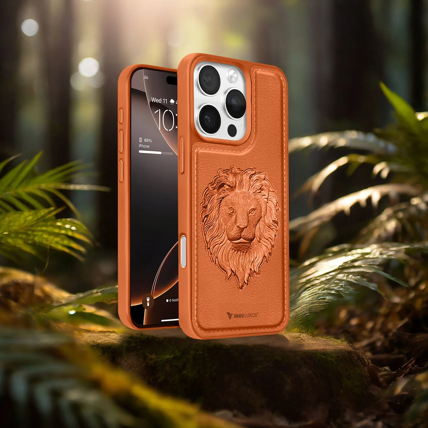 Vaku ® Apple iPhone 16 Pro Max Lion Embossed Luxury Designer Leather Protective Back Cover - Image 11