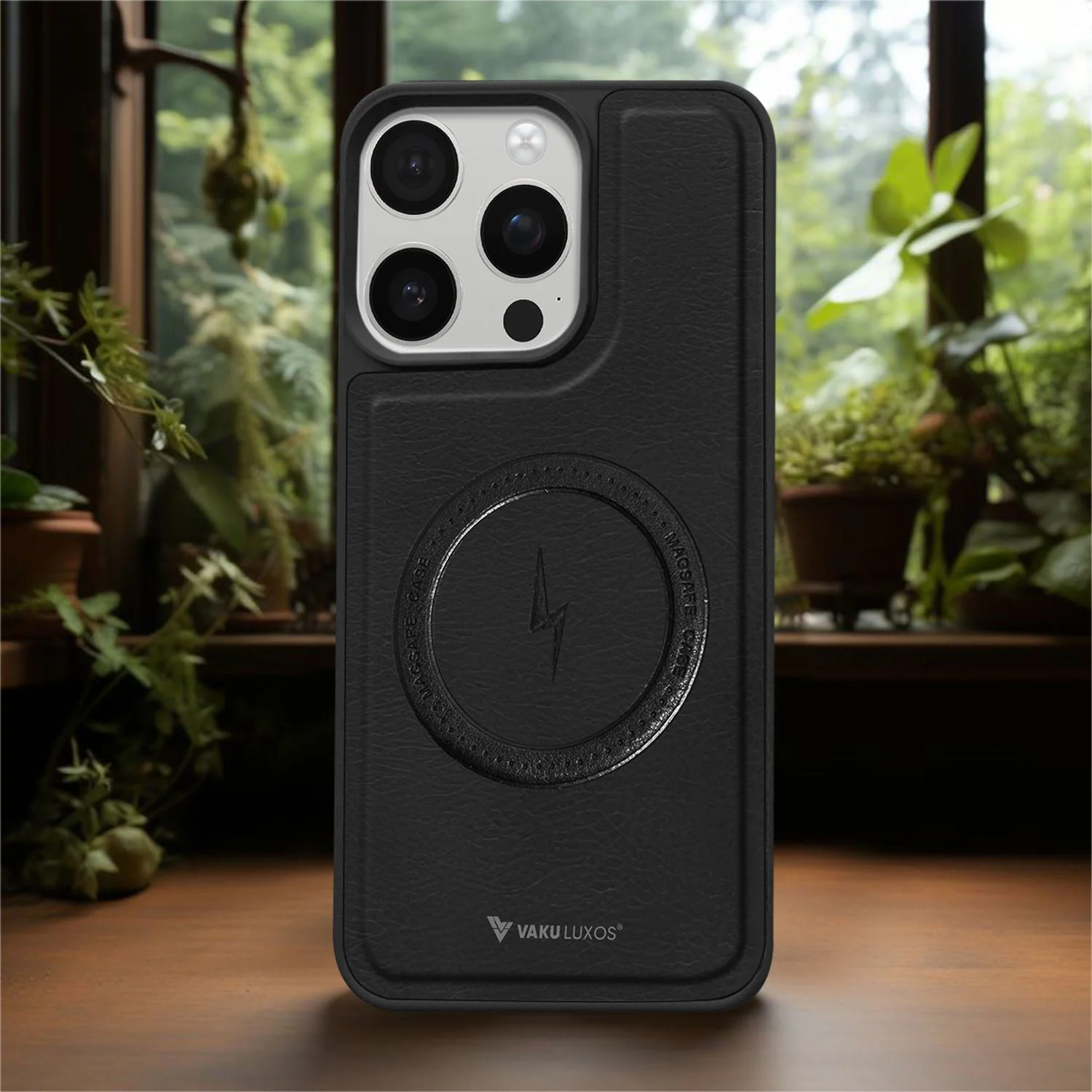 Vaku ® Apple iPhone 16 Pro Max Maxtron Leather Stitched Magnetic Magsafe Non-Slip Grip Shockproof Back Cover - Image 10