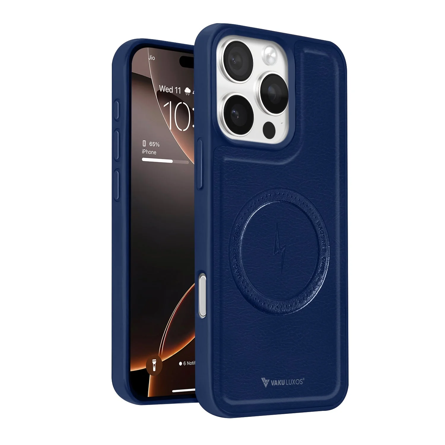 Vaku ® Apple iPhone 16 Pro Max Maxtron Leather Stitched Magnetic Magsafe Non-Slip Grip Shockproof Back Cover - Image 3