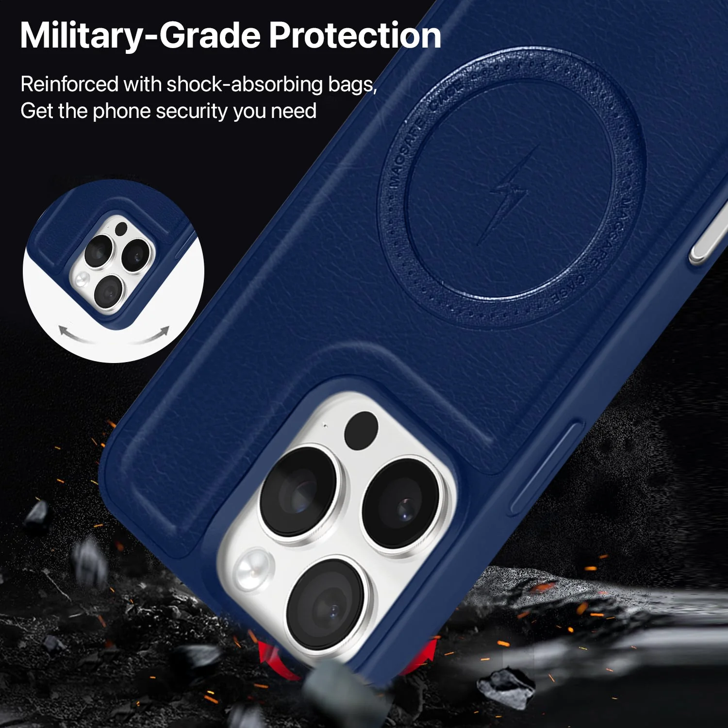 Vaku ® Apple iPhone 16 Pro Max Maxtron Leather Stitched Magnetic Magsafe Non-Slip Grip Shockproof Back Cover - Image 5