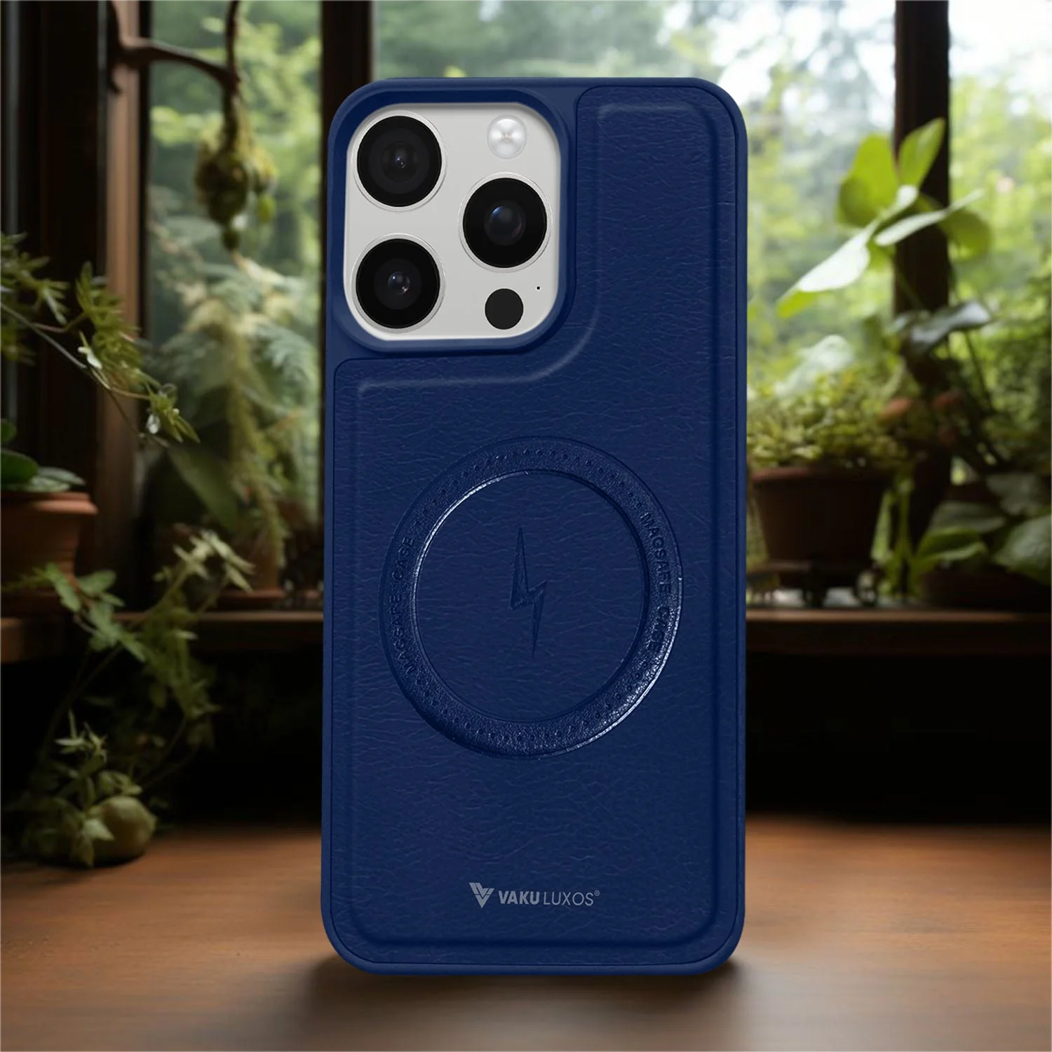Vaku ® Apple iPhone 16 Pro Maxtron Leather Stitched Magnetic Magsafe Non-Slip Grip Shockproof Back Cover - Image 10