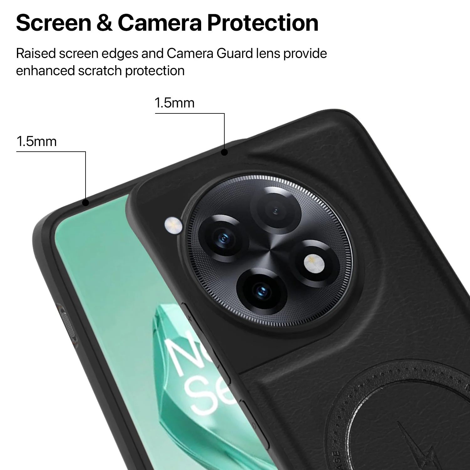 Vaku ® OnePlus 12R Maxtron Leather Stitched Magnetic Magsafe Non-Slip Grip Shockproof Back Cover - Image 4