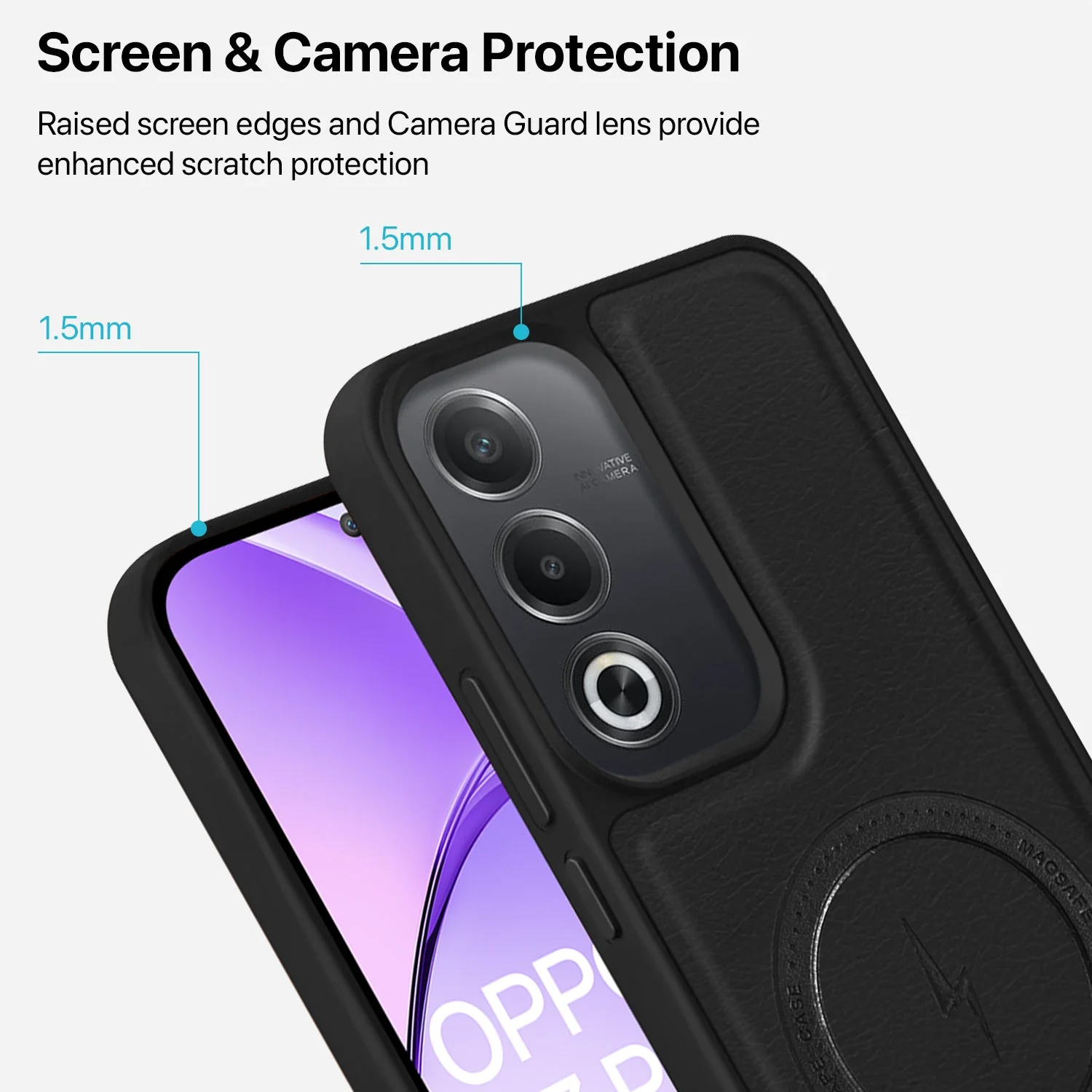 Vaku ® Oppo A3 Pro 5G Maxtron Leather Stitched Magnetic Magsafe Non-Slip Grip Shockproof Back Cover - Image 4