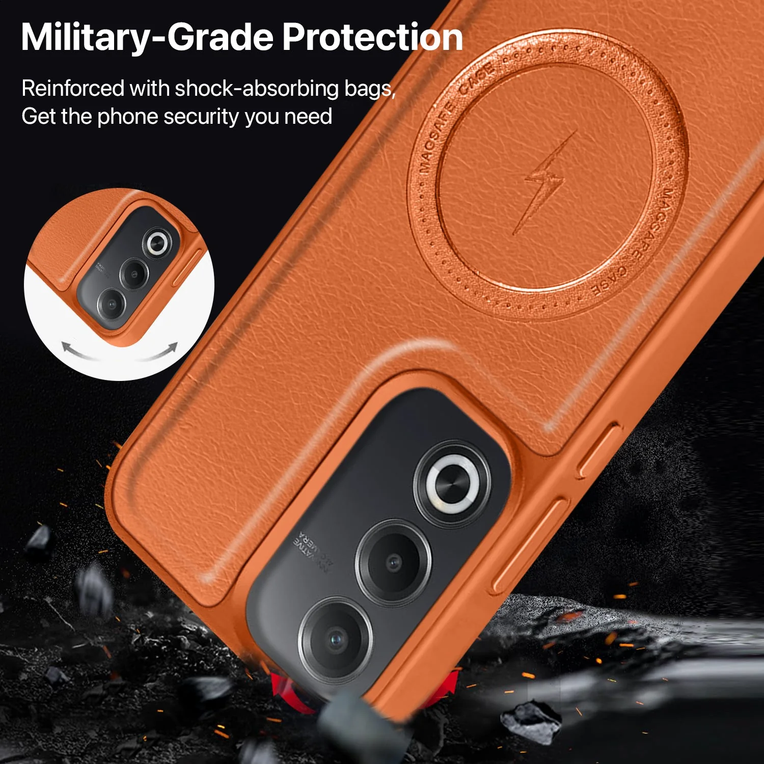 Vaku ® Oppo A3 Pro 5G Maxtron Leather Stitched Magnetic Magsafe Non-Slip Grip Shockproof Back Cover - Image 5