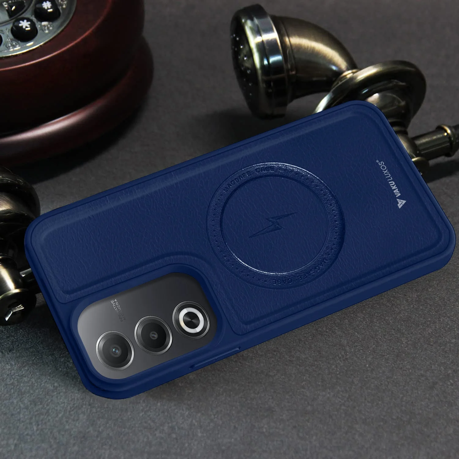 Vaku ® Oppo A3 Pro 5G Maxtron Leather Stitched Magnetic Magsafe Non-Slip Grip Shockproof Back Cover - Image 9