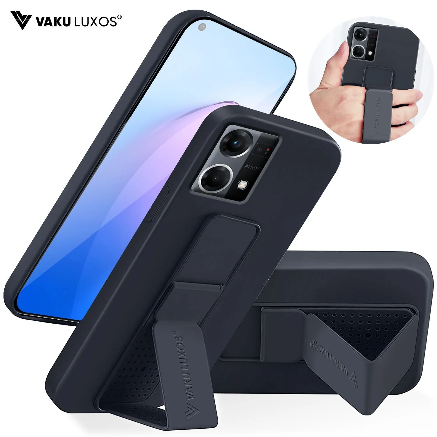 Vaku ® Oppo F21 Pro Harbor Grip Multi-Functional Magnetic Vertical & Horizontal Stand Case TPU Back Cover - Image 2