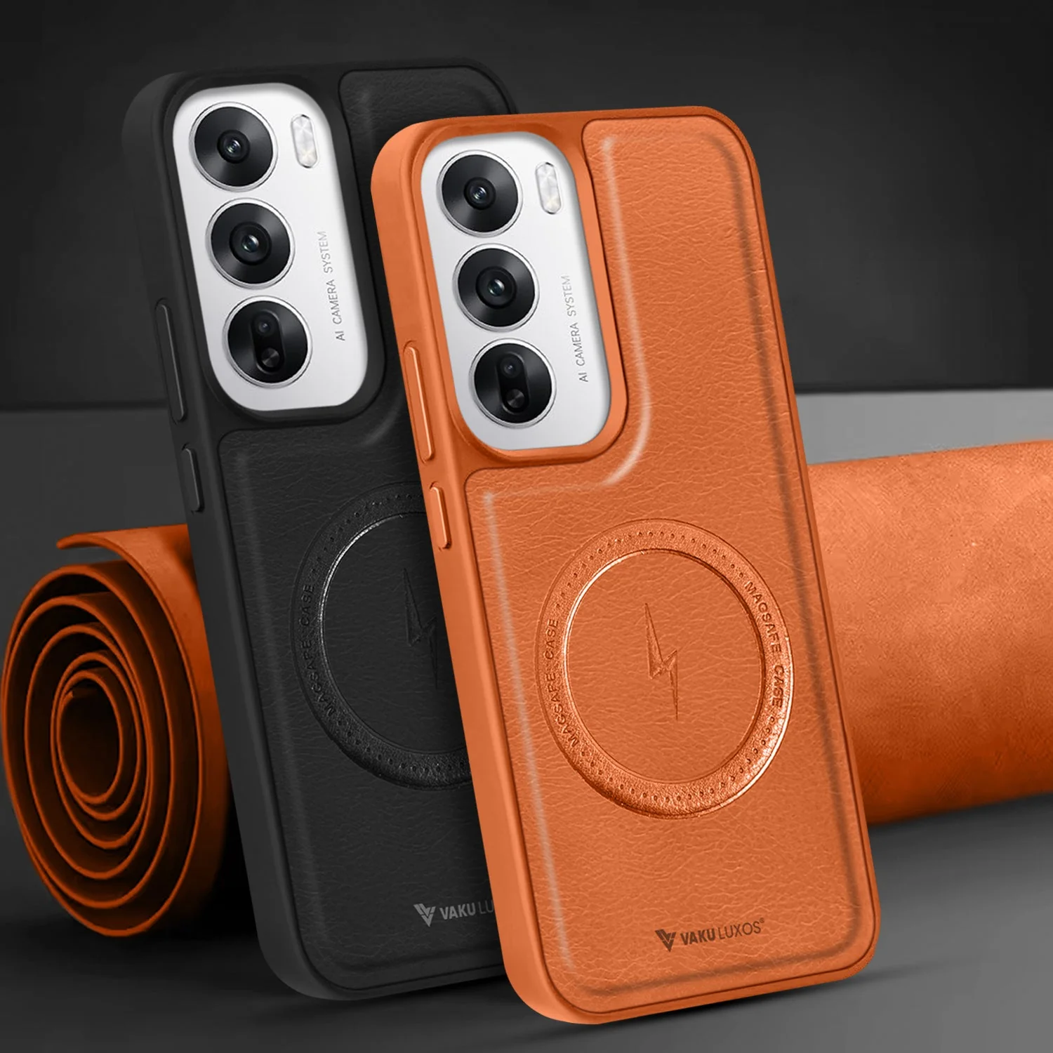 Vaku ® Oppo Reno12 5G Maxtron Leather Stitched Magnetic Magsafe Non-Slip Grip Shockproof Back Cover - Image 10