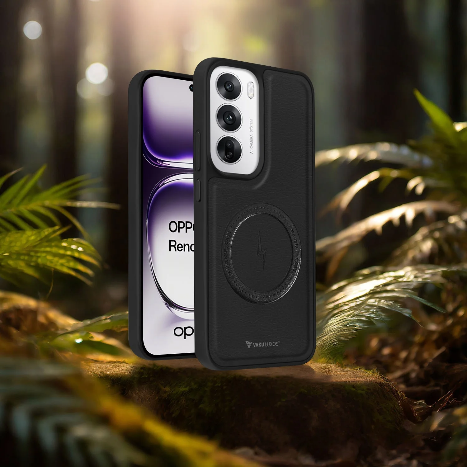 Vaku ® Oppo Reno12 5G Maxtron Leather Stitched Magnetic Magsafe Non-Slip Grip Shockproof Back Cover - Image 14