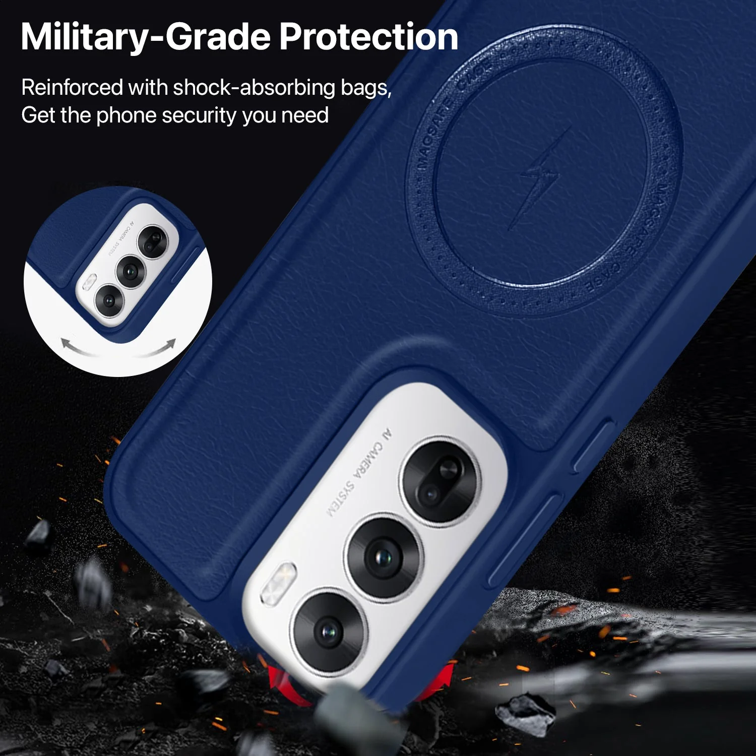 Vaku ® Oppo Reno12 5G Maxtron Leather Stitched Magnetic Magsafe Non-Slip Grip Shockproof Back Cover - Image 5