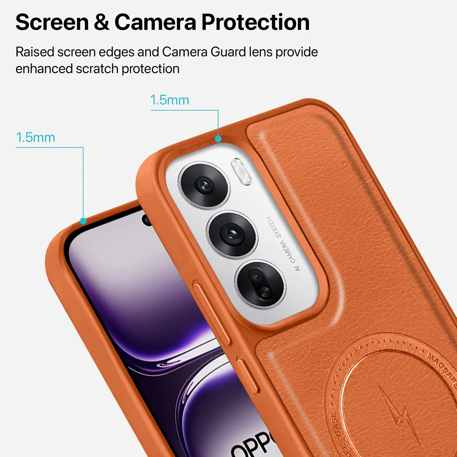 Vaku ® Oppo Reno12 Pro Maxtron Leather Stitched Magnetic Magsafe Non-Slip Grip Shockproof Back Cover - Image 5
