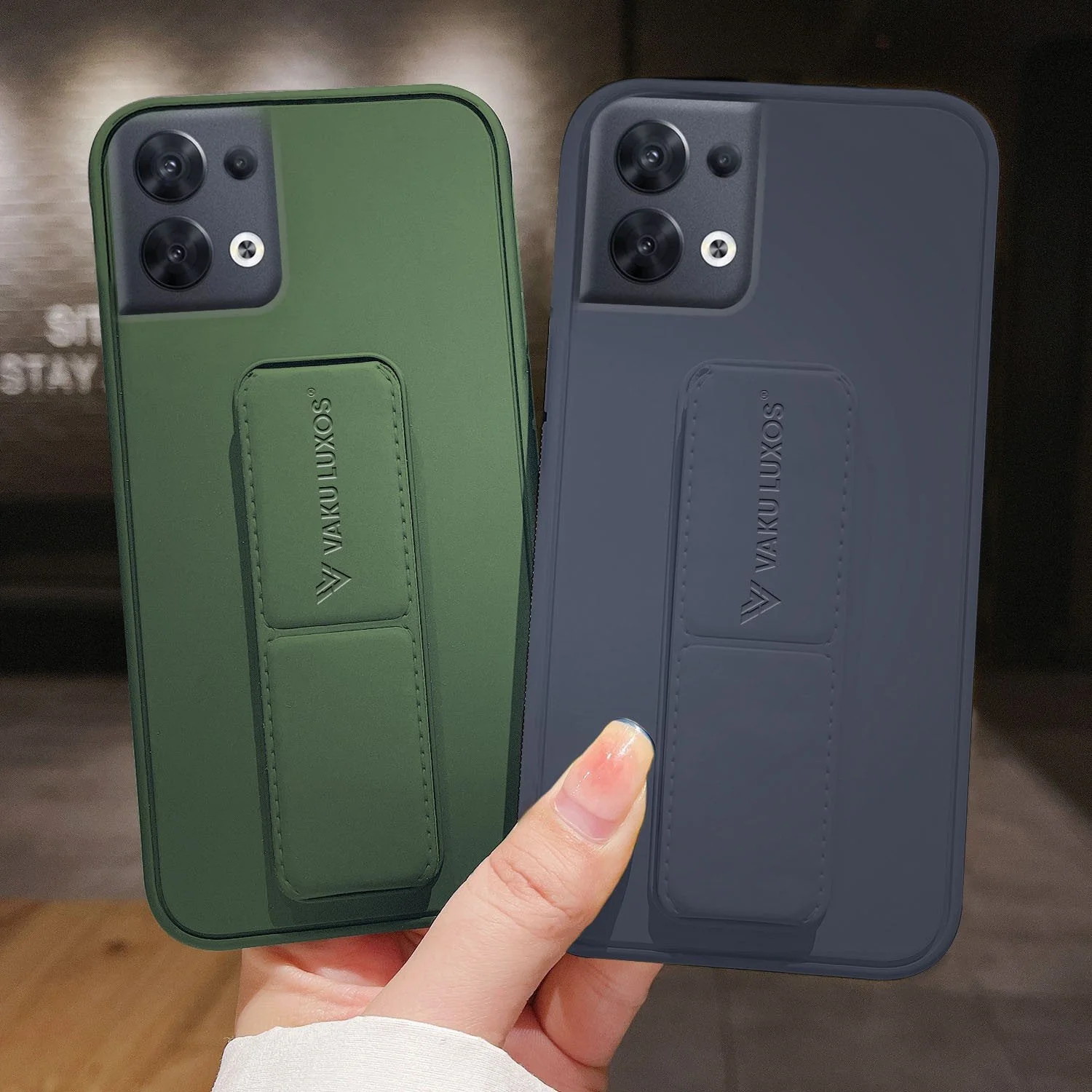 Vaku ® Oppo Reno8 Harbor Grip Multi-Functional Magnetic Vertical & Horizontal Stand Case Silicon Back Cover - Image 7