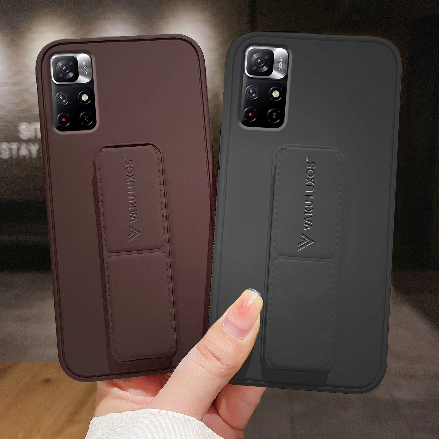 Vaku ® Redmi Note 11T 5G Harbor Grip Multi-Functional Magnetic Vertical & Horizontal Stand Case TPU Back Cover - Image 5