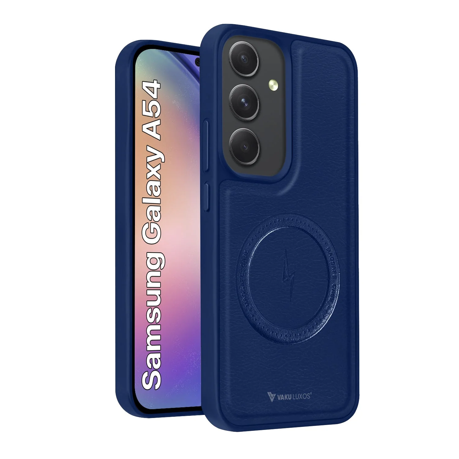 Vaku ® Samsung Galaxy A54 5G Maxtron Leather Stitched Magnetic Magsafe Non-Slip Grip Shockproof Back Cover - Image 3