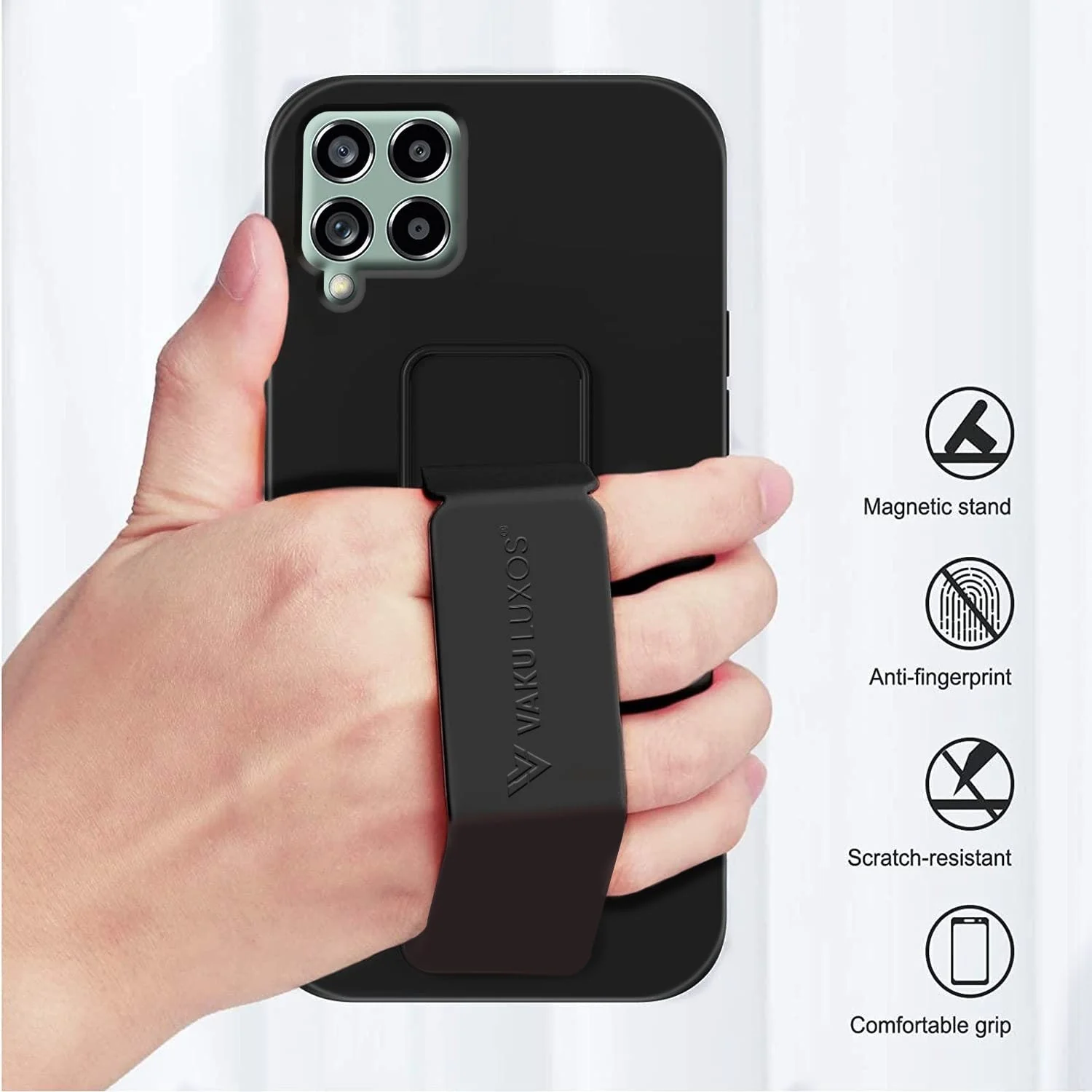 Vaku ® Samsung Galaxy M53 5G Harbor Grip Multi-Functional Magnetic Vertical & Horizontal Stand Case Silicon Back Cover - Image 7