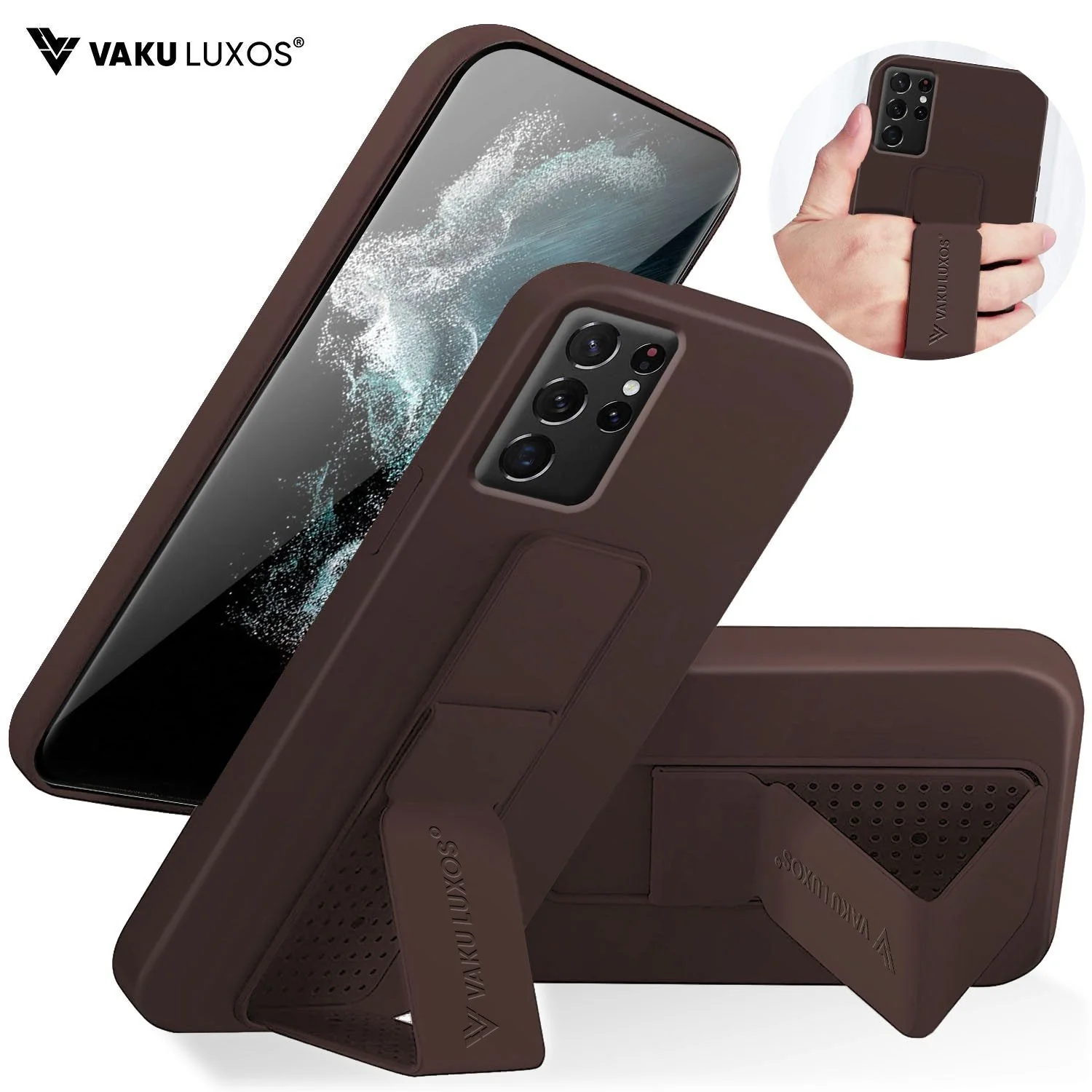 Vaku ® Samsung Galaxy S21 Ultra Harbor Grip Multi-Functional Magnetic Vertical & Horizontal Stand Case Silicon Back Cover - Image 4