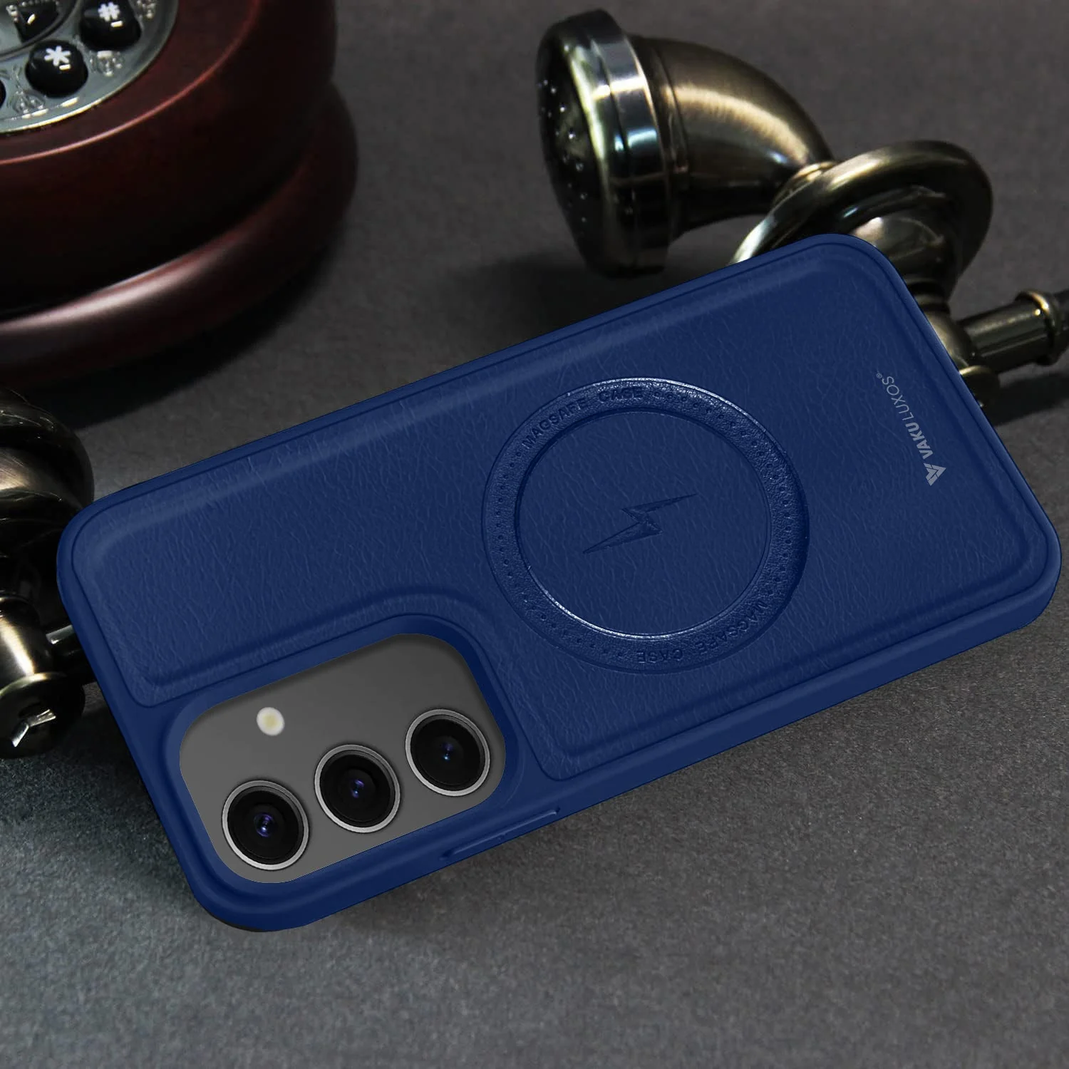 Vaku ® Samsung Galaxy S24 FE Maxtron Leather Stitched Magnetic Magsafe Non-Slip Grip Shockproof Back Cover - Image 10