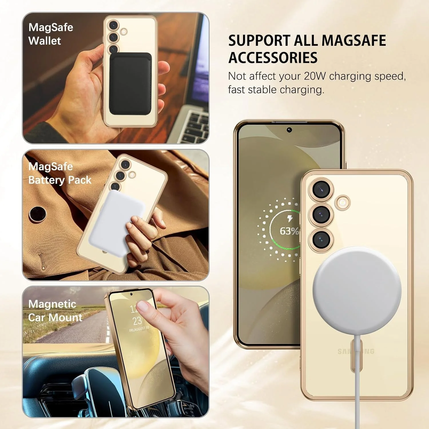 Vaku ® Samsung Galaxy S24 Plus Luxury Electroplated Magnetic Magsafe Camera Protection TPU Back Cover Case - Image 6