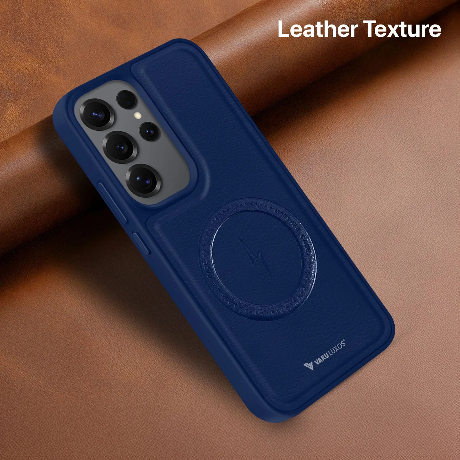 Vaku ® Samsung Galaxy S24 Ultra Maxtron Leather Stitched Magnetic Magsafe Non-Slip Grip Shockproof Back Cover - Image 6