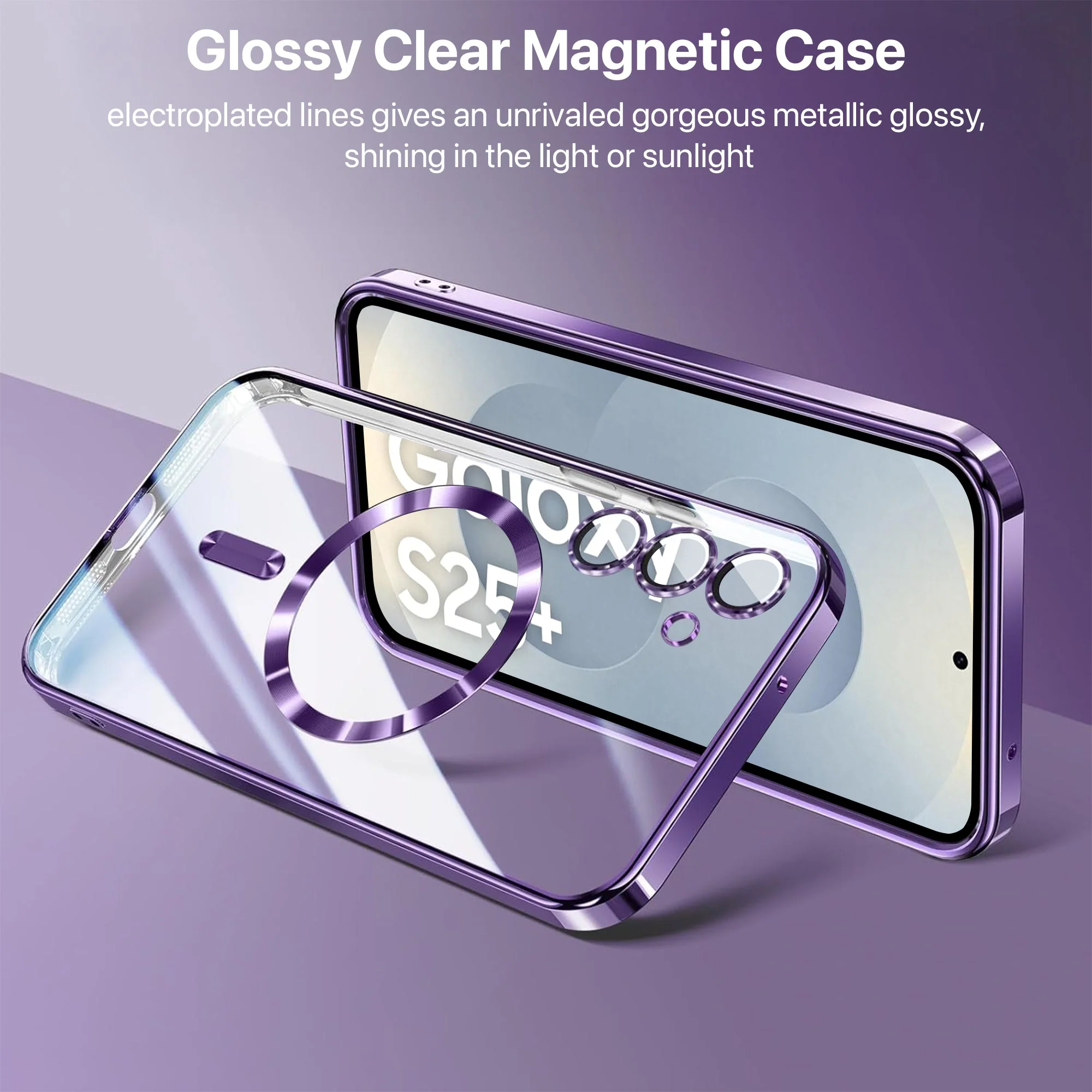 Vaku ® Samsung Galaxy S25 Luxury Electroplated Magnetic Magsafe Camera Protection TPU Back Cover Case - Image 5