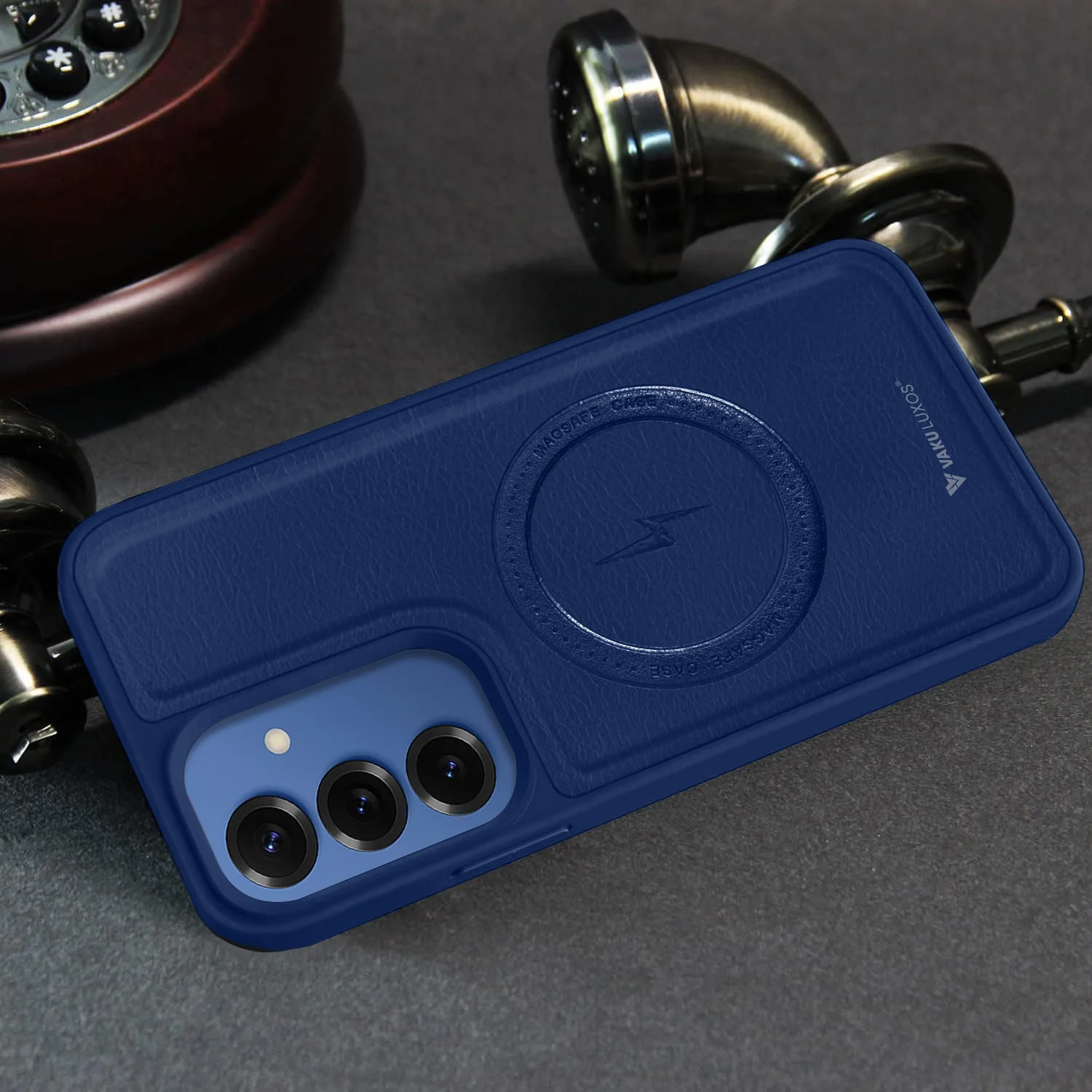 Vaku ® Samsung Galaxy S25 Maxtron Leather Stitched Magnetic Magsafe Non-Slip Grip Shockproof Back Cover - Image 11