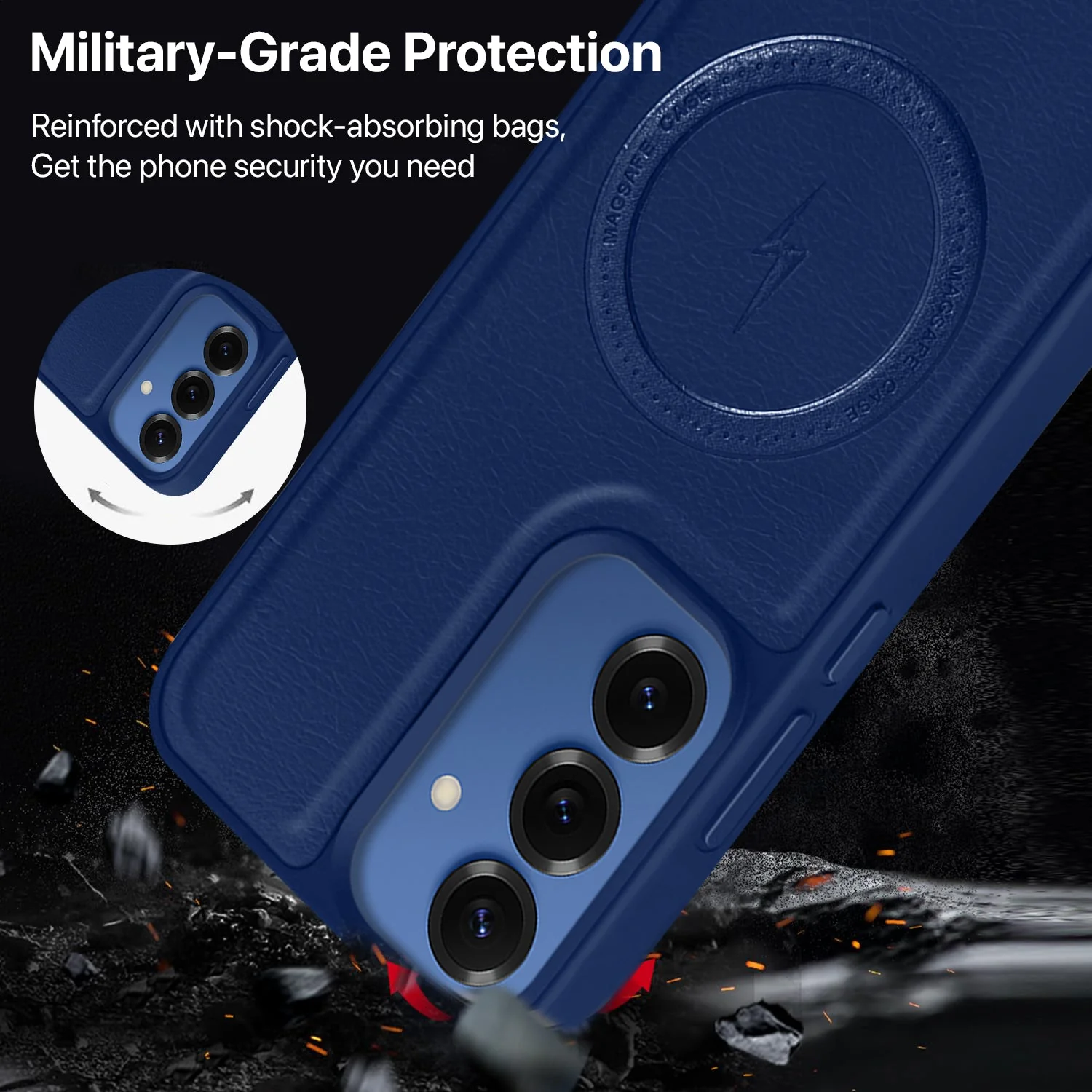 Vaku ® Samsung Galaxy S25 Maxtron Leather Stitched Magnetic Magsafe Non-Slip Grip Shockproof Back Cover - Image 5